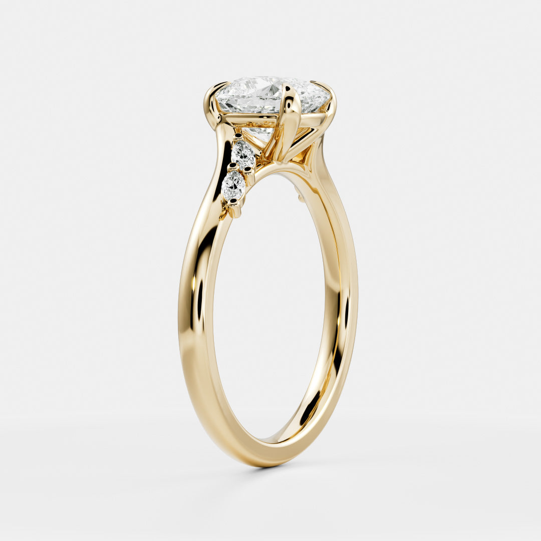 Cluster- 2.0 CT Elongated Cushion Moissanite Engagement RingCluster- 2.0 CT Elongated Cushion Moissanite Engagement Ring - Front view