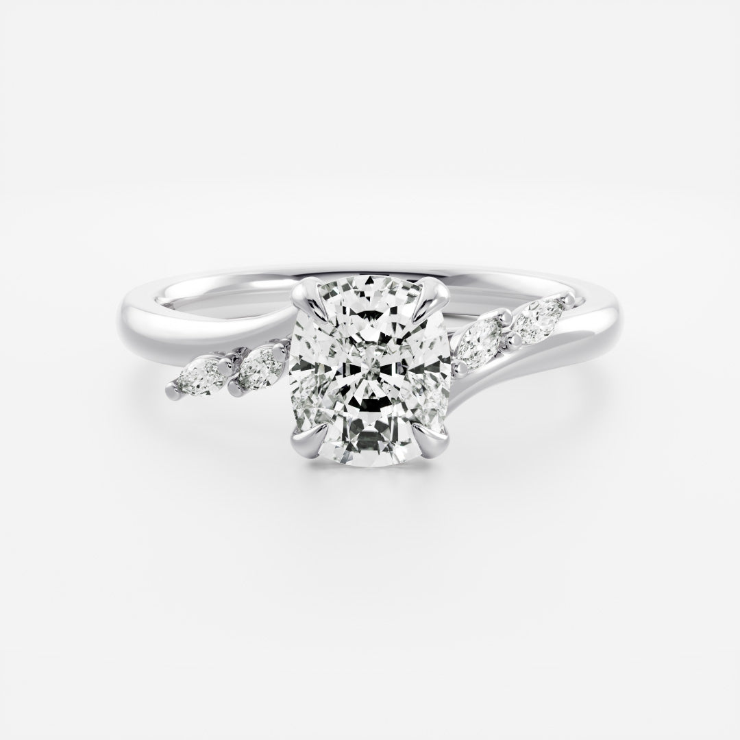 Cluster- 2.0 CT Elongated Cushion Moissanite Engagement RingCluster- 2.0 CT Elongated Cushion Moissanite Engagement Ring - Back view