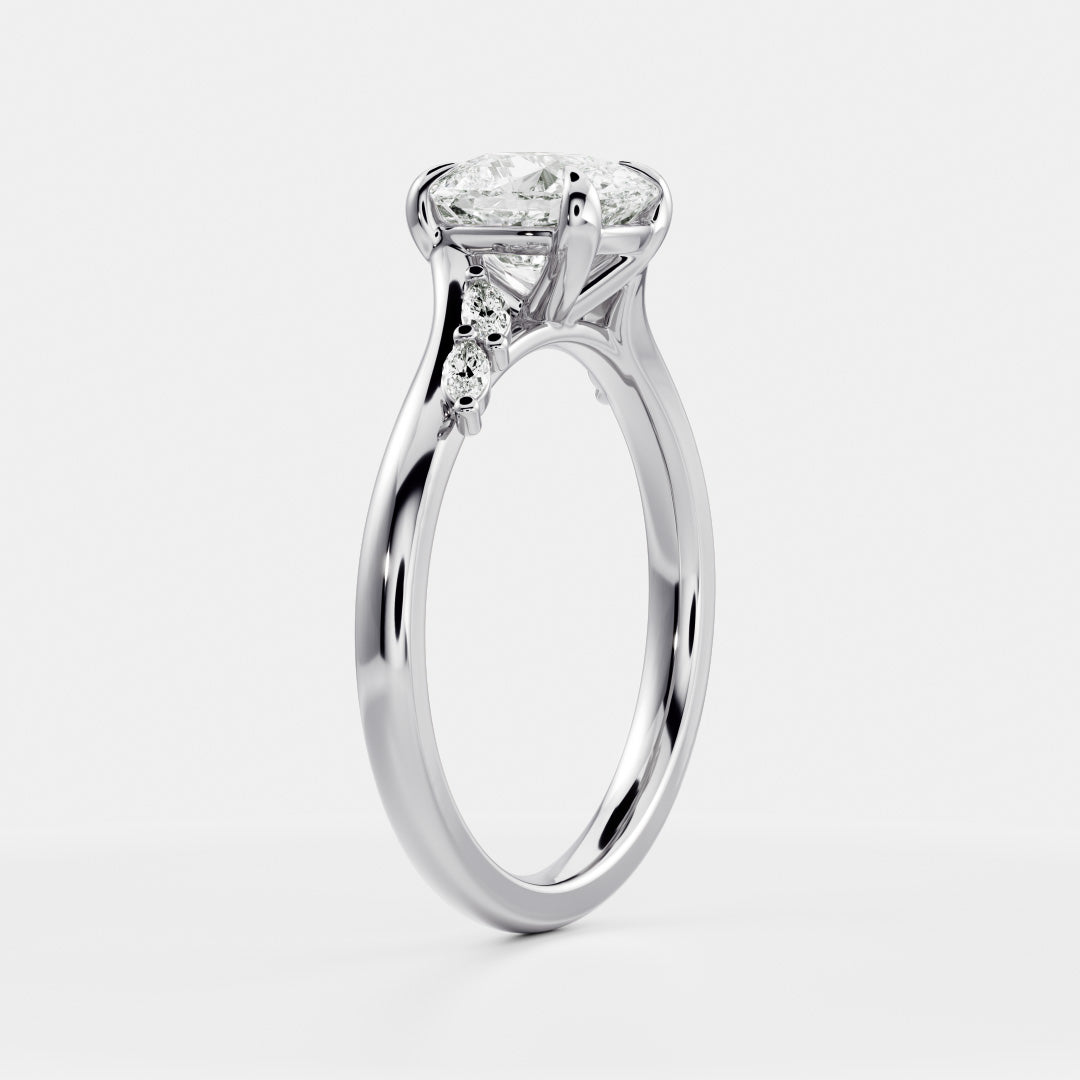 Cluster- 2.0 CT Elongated Cushion Moissanite Engagement RingCluster- 2.0 CT Elongated Cushion Moissanite Engagement Ring - Detail view