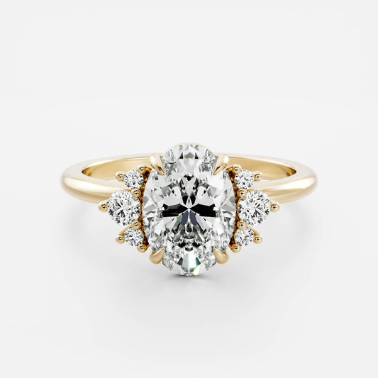 Cluster- 2.15 CT Oval Moissanite Engagement RingCluster- 2.15 CT Oval Moissanite Engagement Ring - Front view