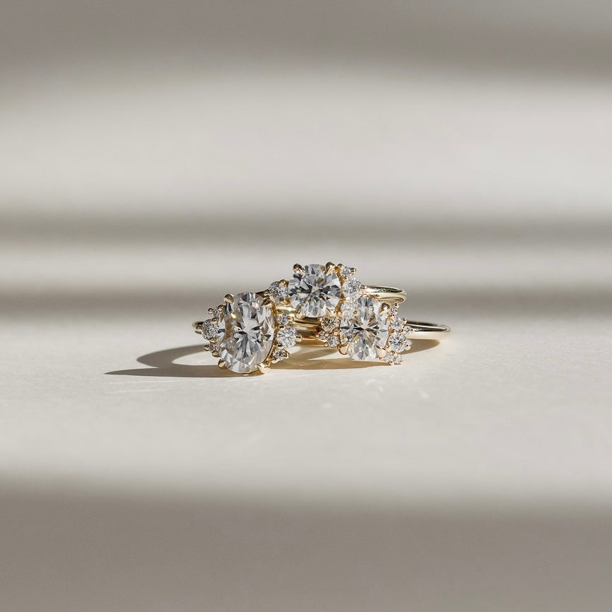 Cluster- 2.15 CT Oval Moissanite Engagement RingCluster- 2.15 CT Oval Moissanite Engagement Ring - Back view