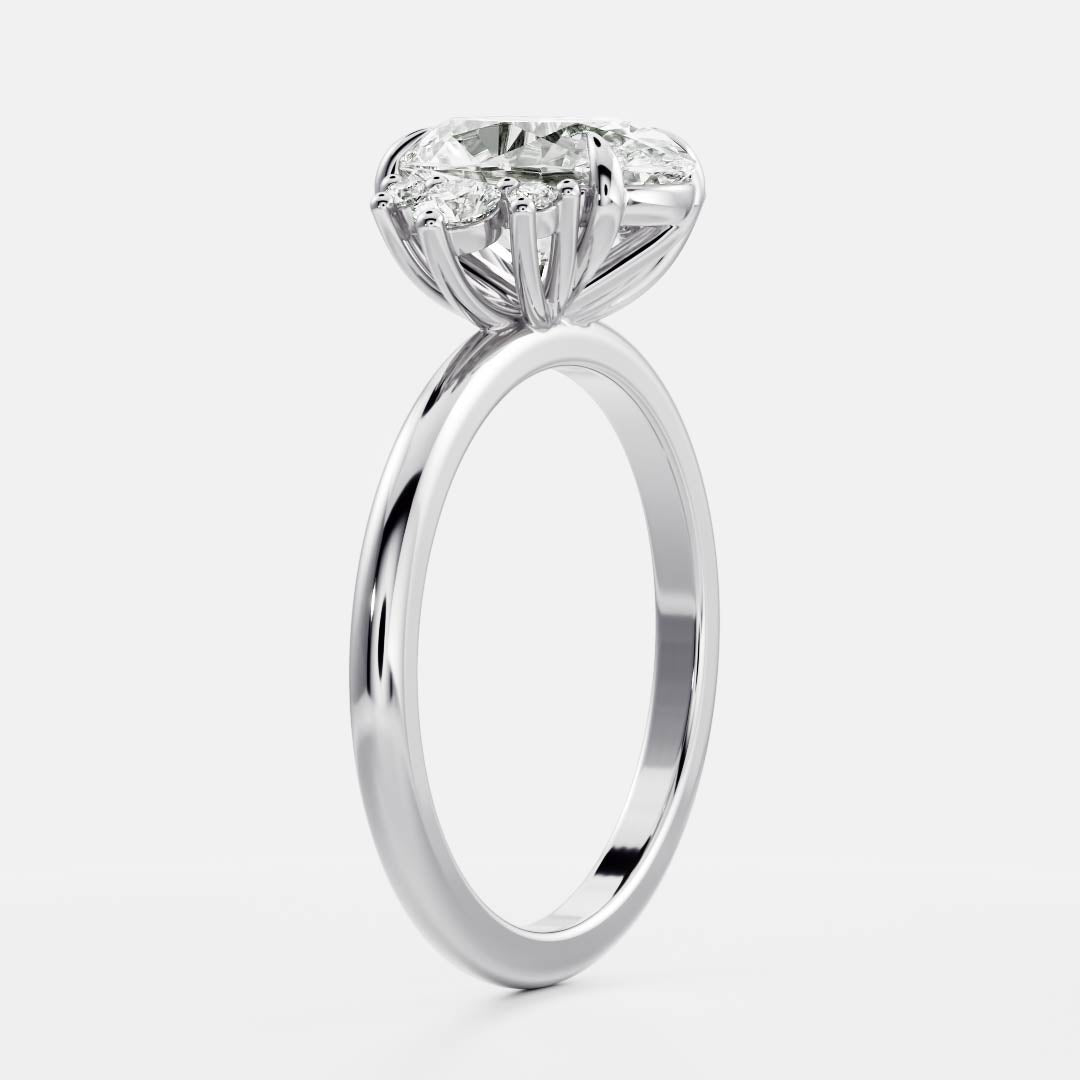 Cluster- 2.15 CT Oval Moissanite Engagement RingCluster- 2.15 CT Oval Moissanite Engagement Ring - On model