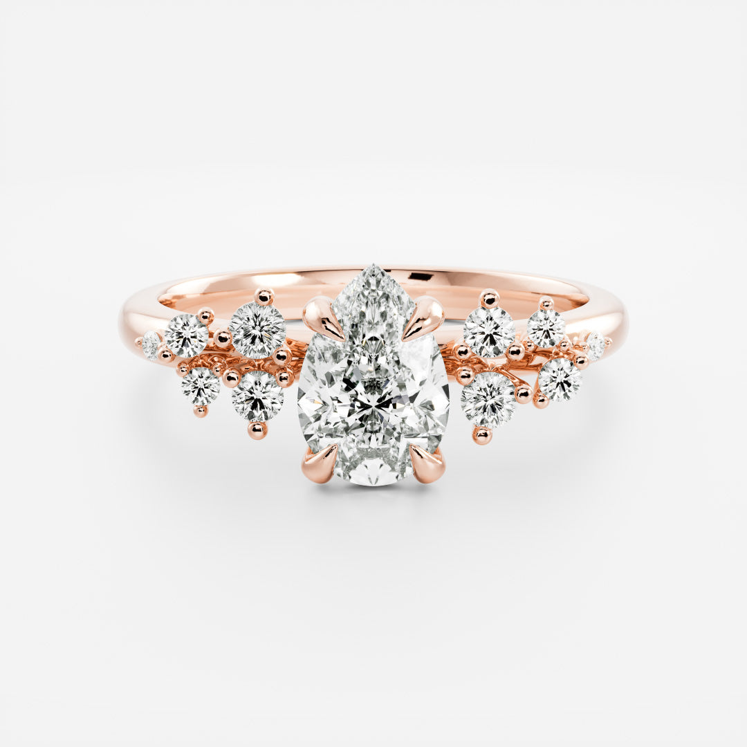 Cluster- 2.5 CT Pear Moissanite Engagement RingCluster- 2.5 CT Pear Moissanite Engagement Ring - Lifestyle