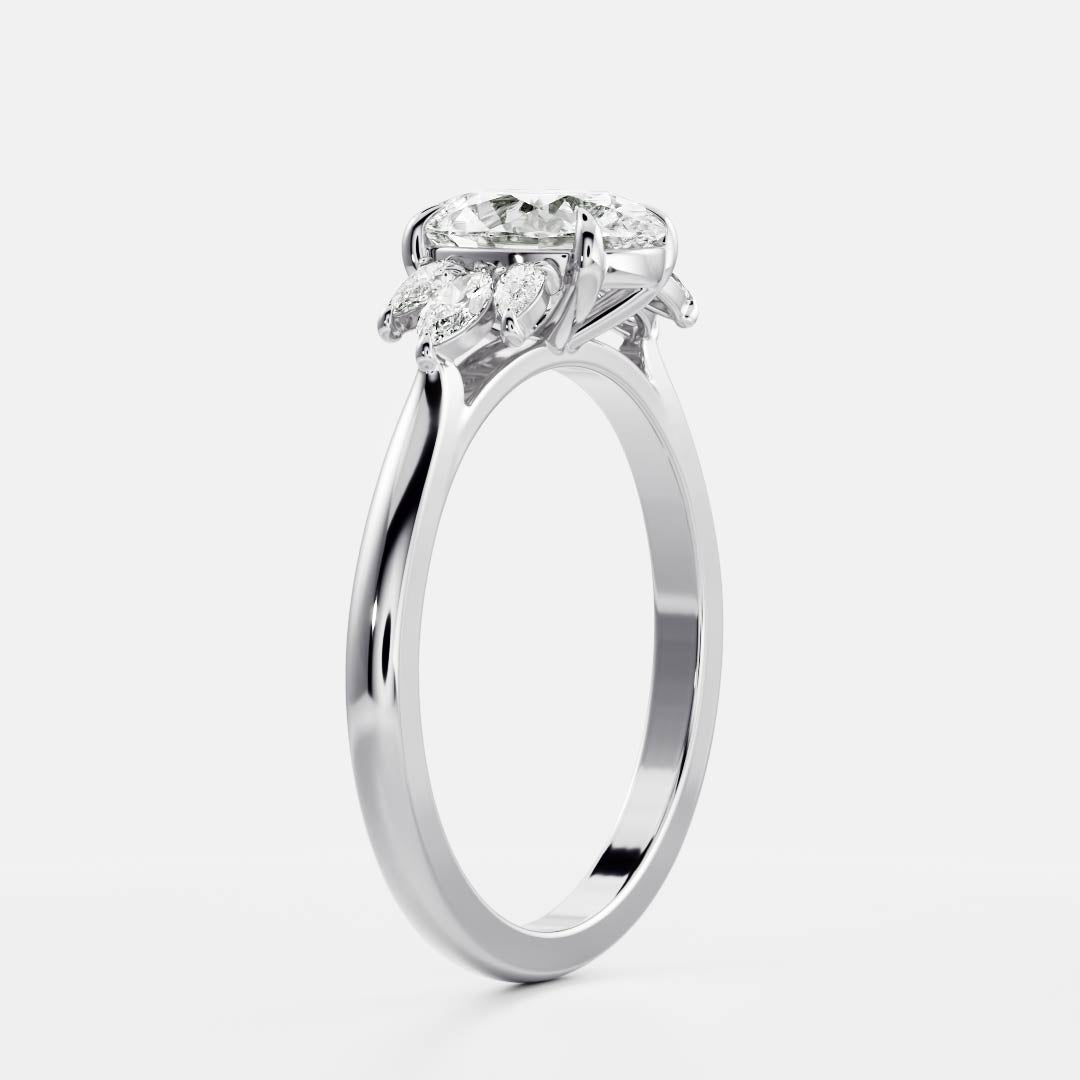 Cluster- 3.3 CT Oval Moissanite Engagement RingCluster- 3.3 CT Oval Moissanite Engagement Ring - Back view