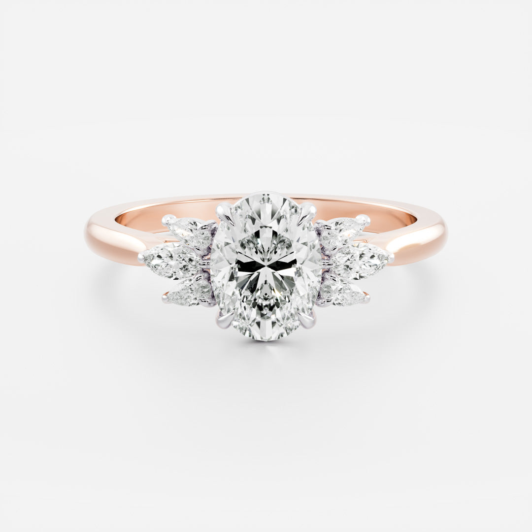 Cluster- 3.3 CT Oval Moissanite Engagement RingCluster- 3.3 CT Oval Moissanite Engagement Ring - Detail view