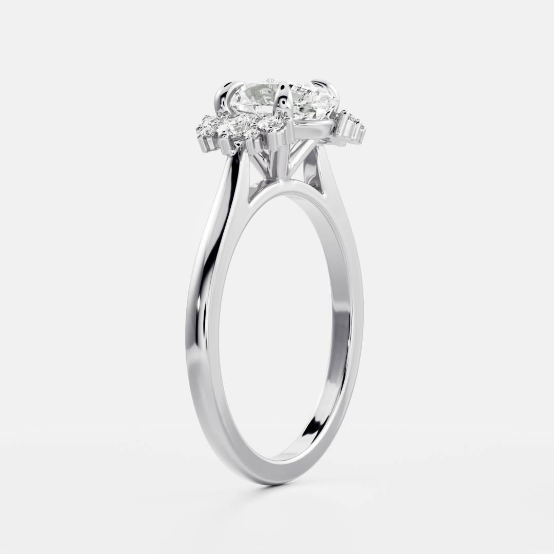 Cluster- 3.3 CT Oval Moissanite Engagement RingCluster- 3.3 CT Oval Moissanite Engagement Ring - Detail view