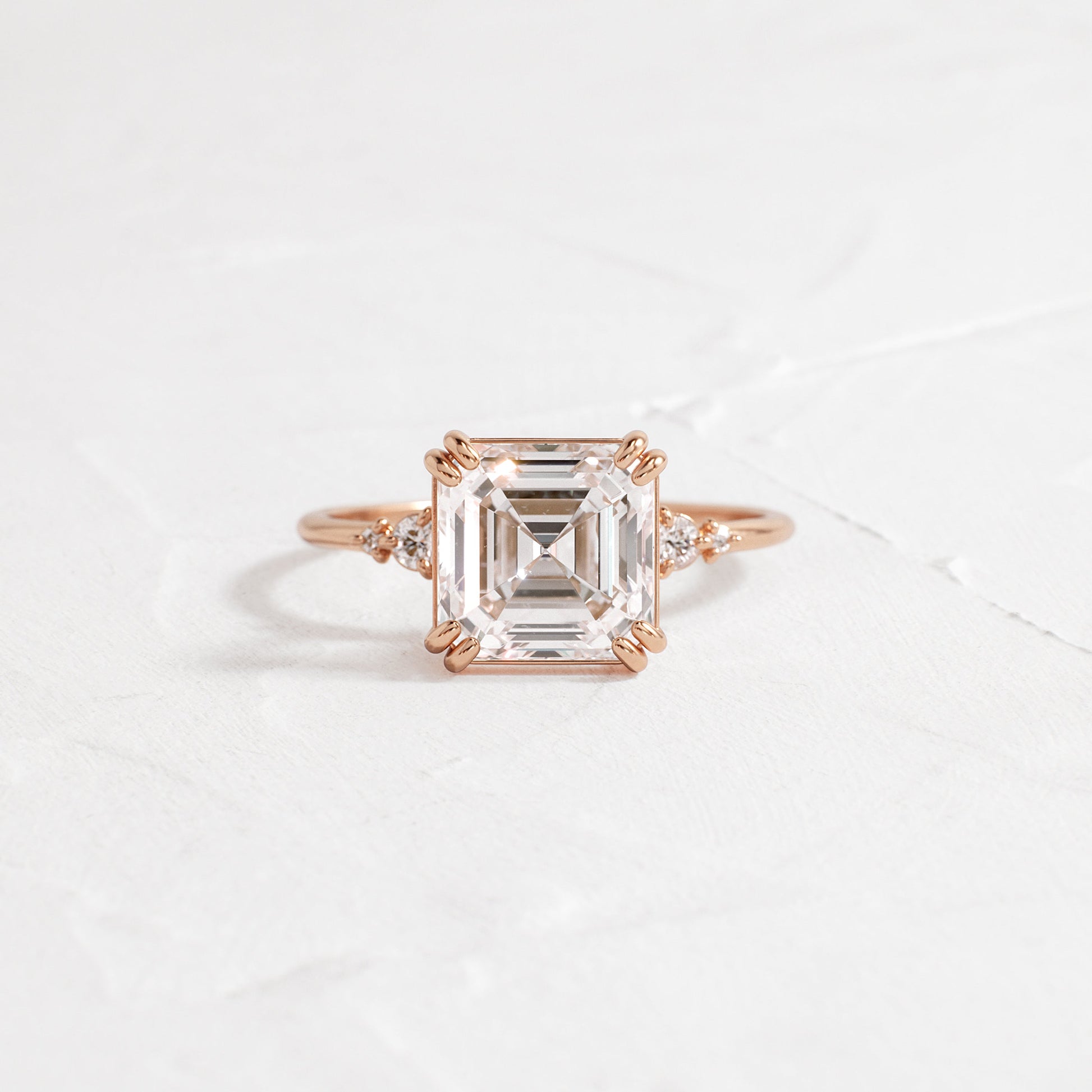 Cluster-Asscher Lab Grown Diamond Engagement Ring - Back view