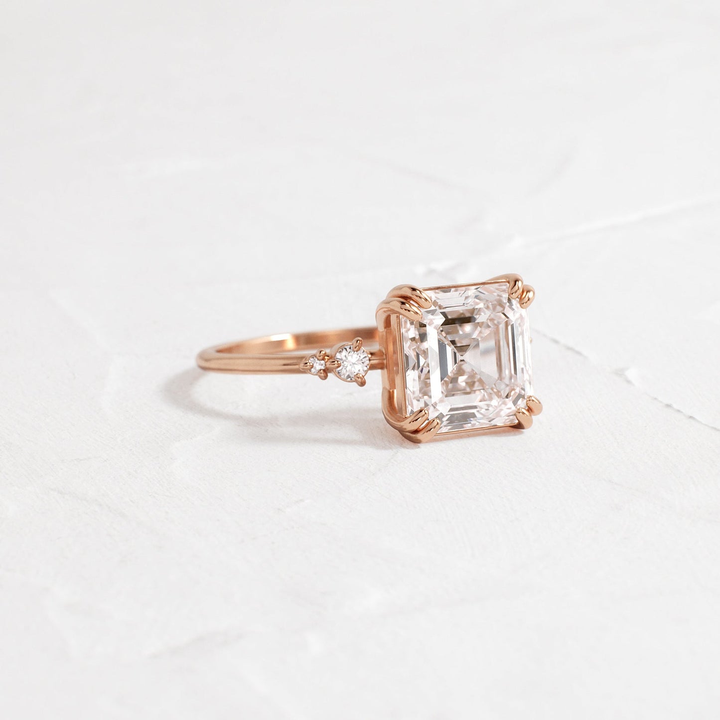 Cluster-Asscher Lab Grown Diamond Engagement Ring - Detail view