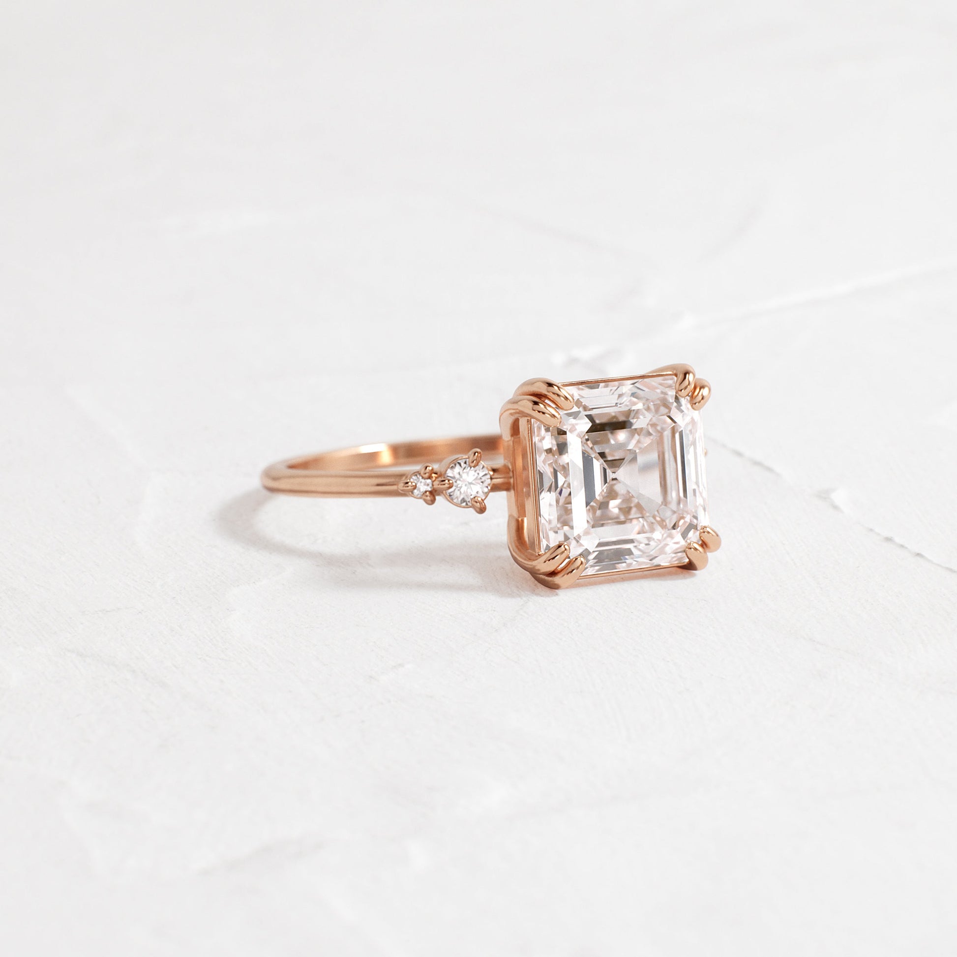 Cluster-Asscher Lab Grown Diamond Engagement Ring - Detail view