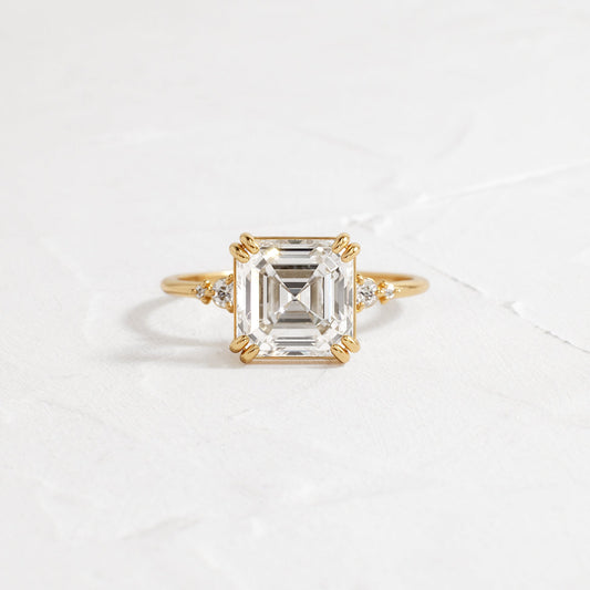 Cluster-Asscher Lab Grown Diamond Engagement Ring - Front view