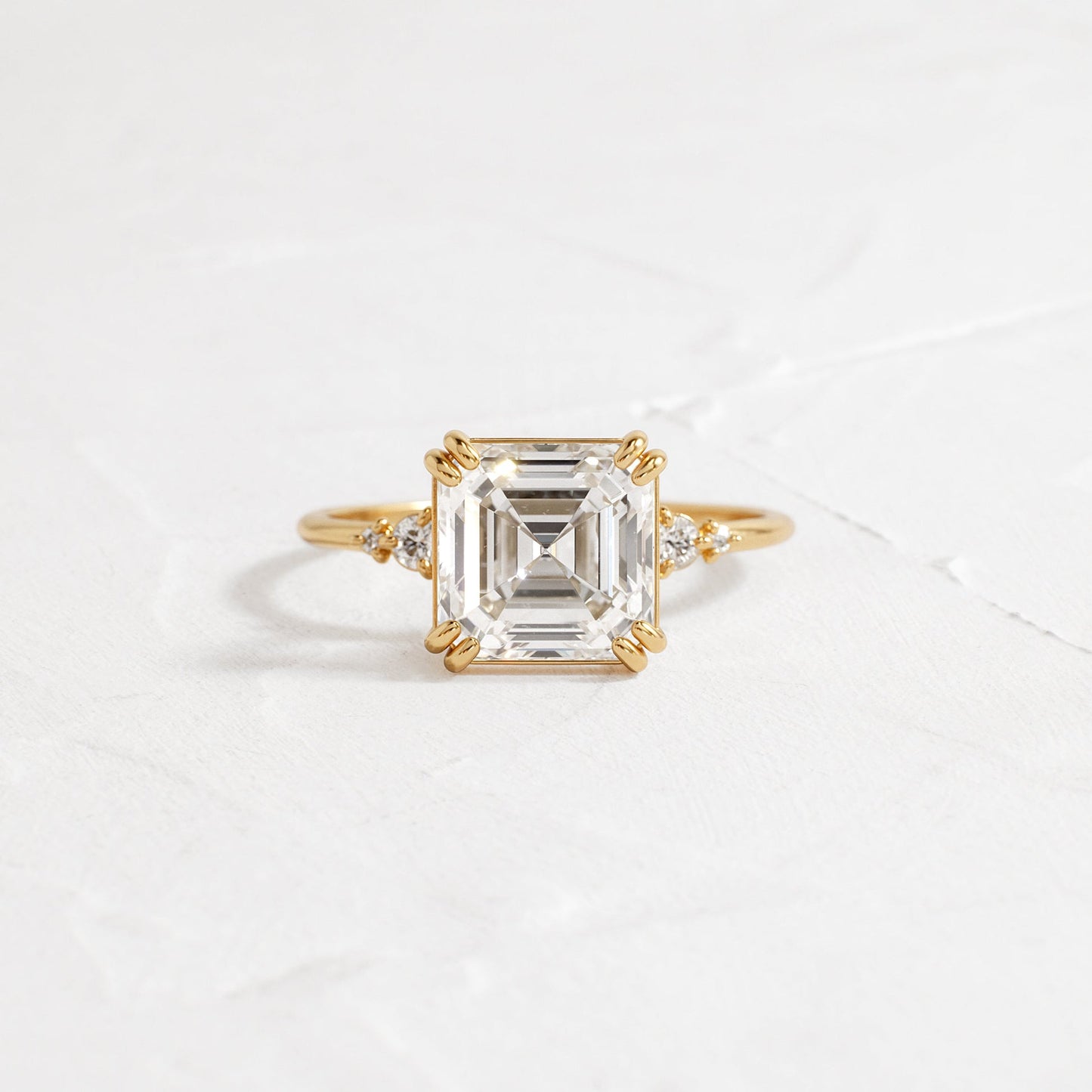 Cluster-Asscher Lab Grown Diamond Engagement Ring - Front view
