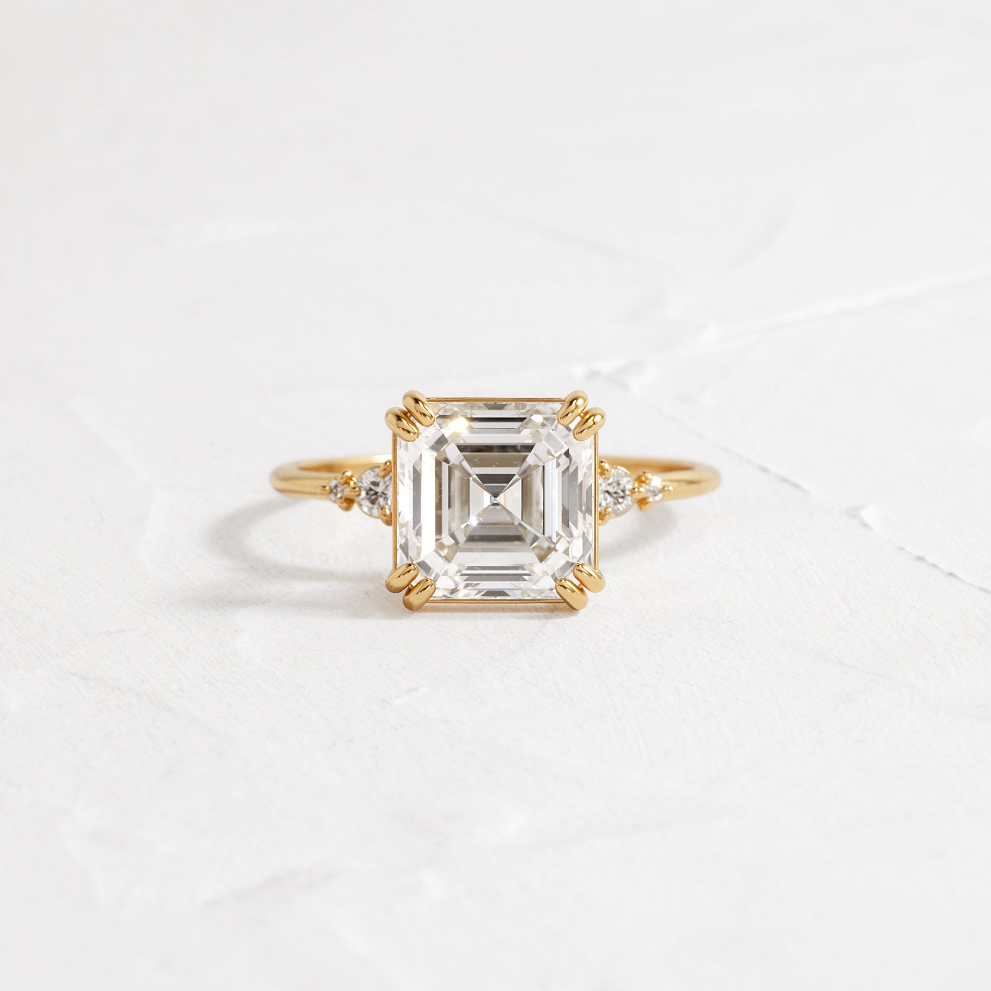 Cluster-Asscher Lab Grown Diamond Engagement Ring - Front view