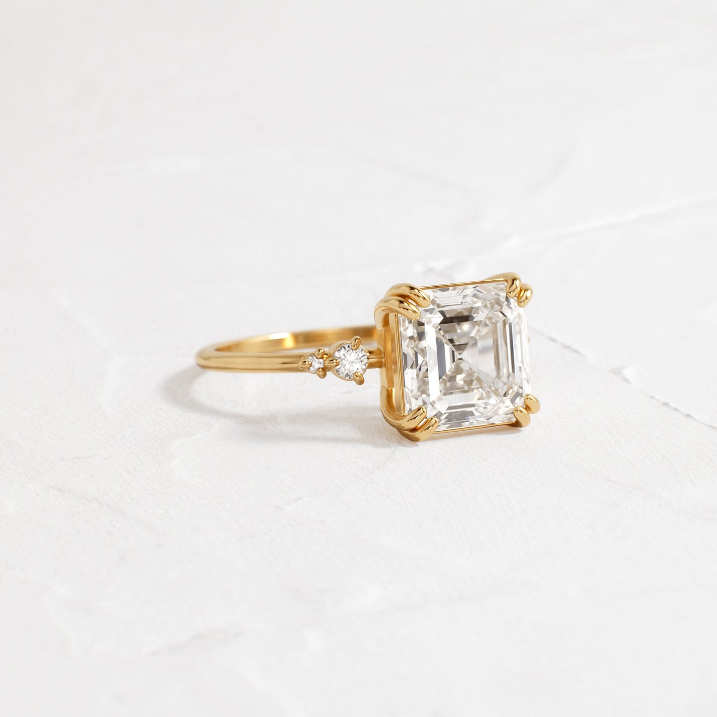 Cluster-Asscher Lab Grown Diamond Engagement Ring - Front view