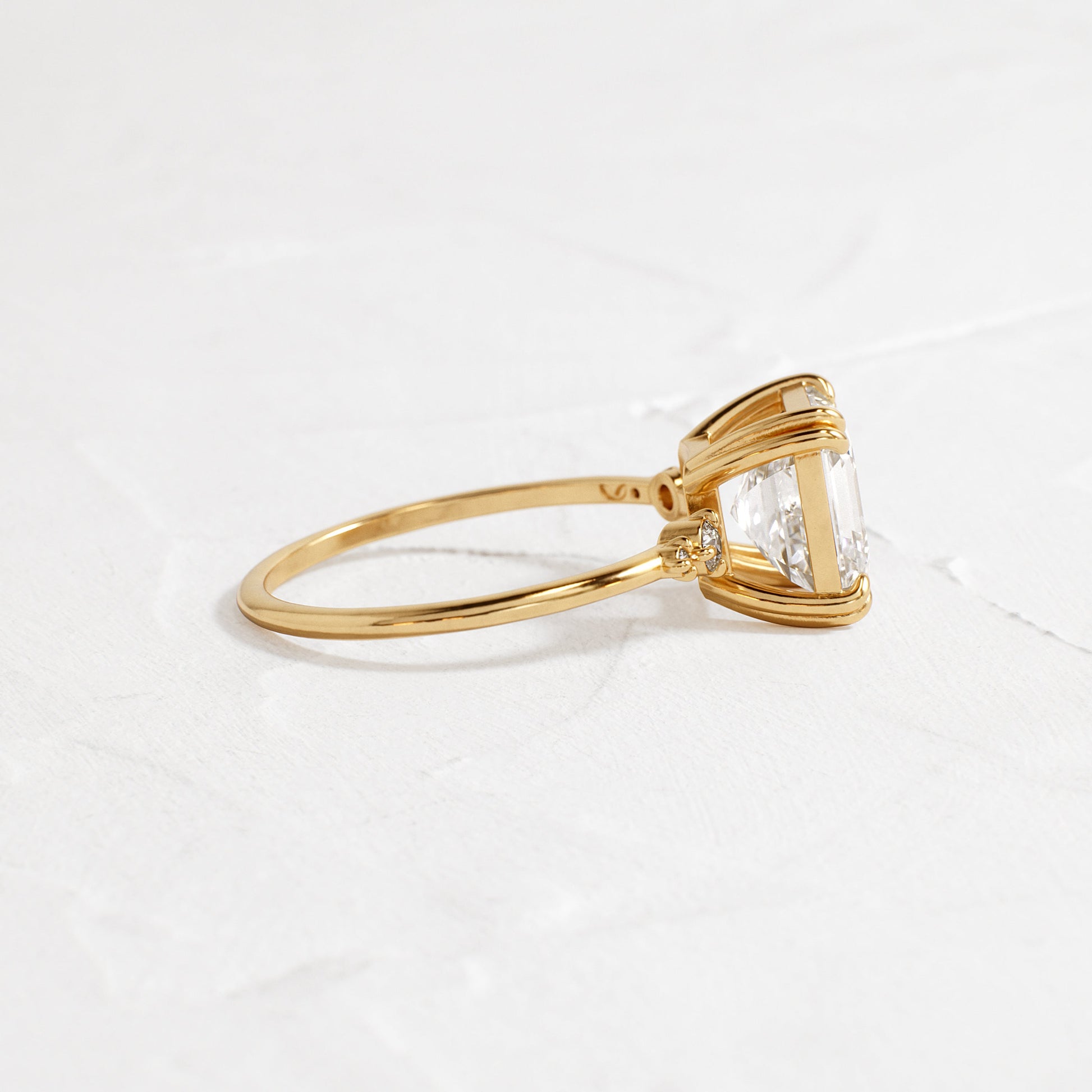Cluster-Asscher Lab Grown Diamond Engagement Ring - Side view