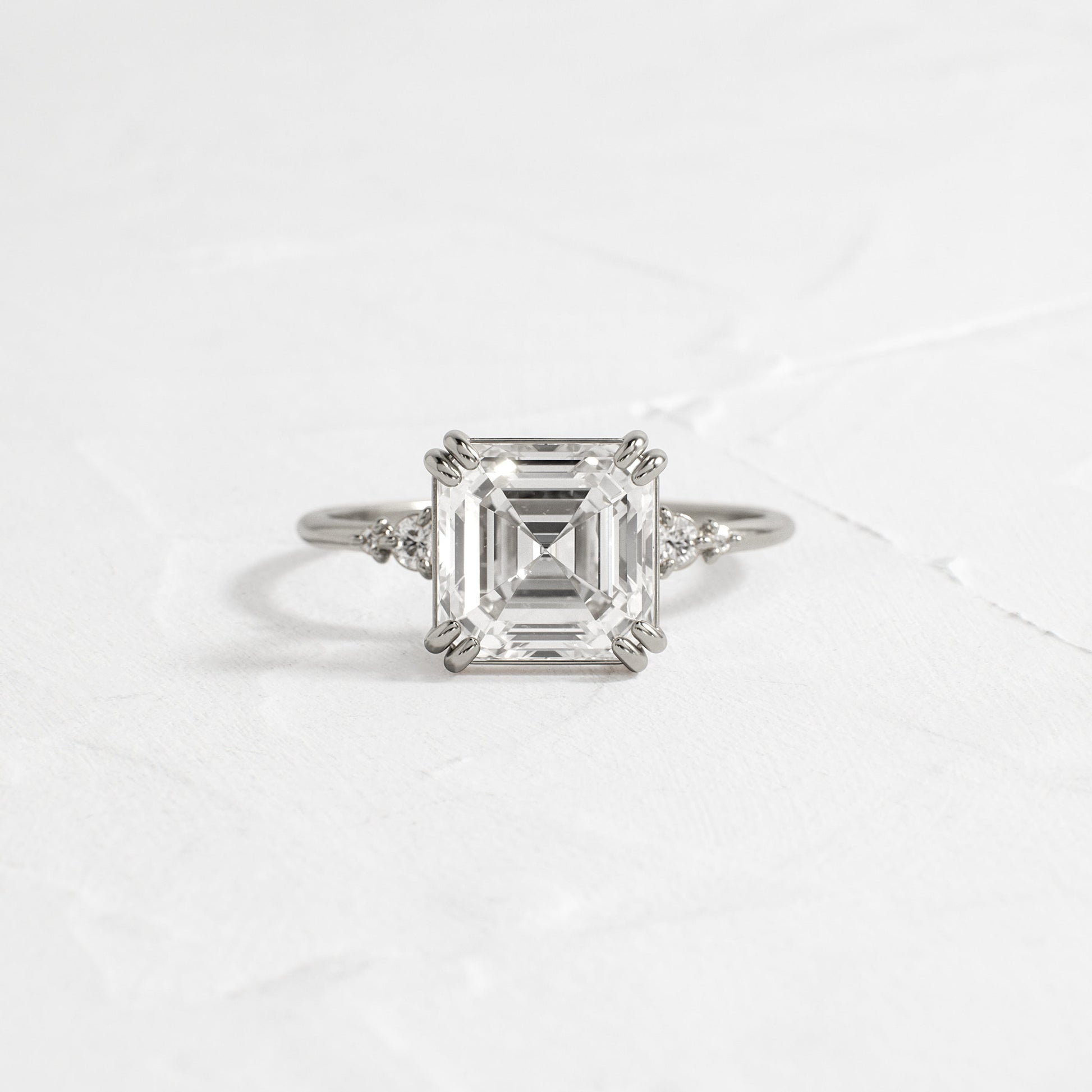 Cluster-Asscher Lab Grown Diamond Engagement Ring - On model