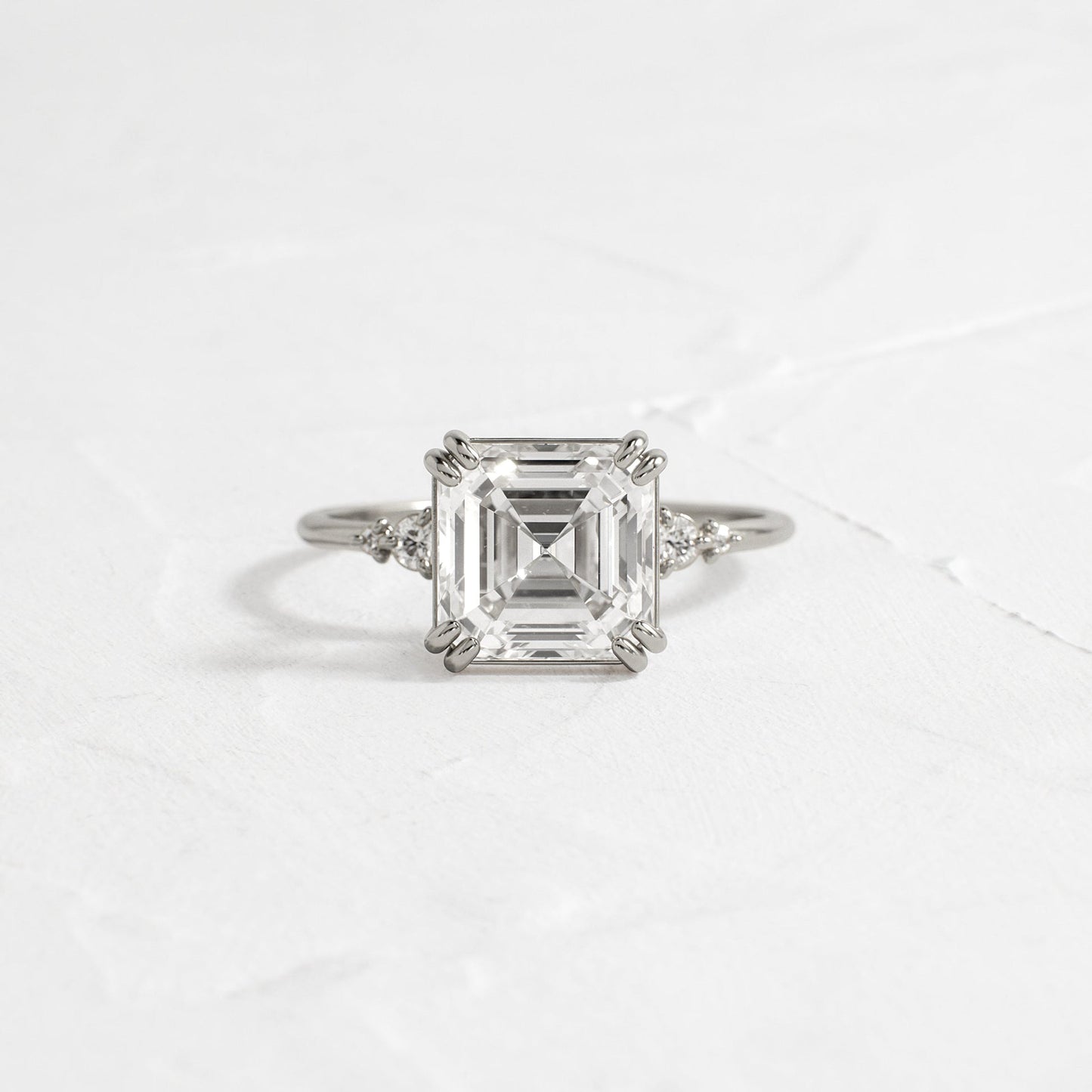 Cluster-Asscher Lab Grown Diamond Engagement Ring - On model