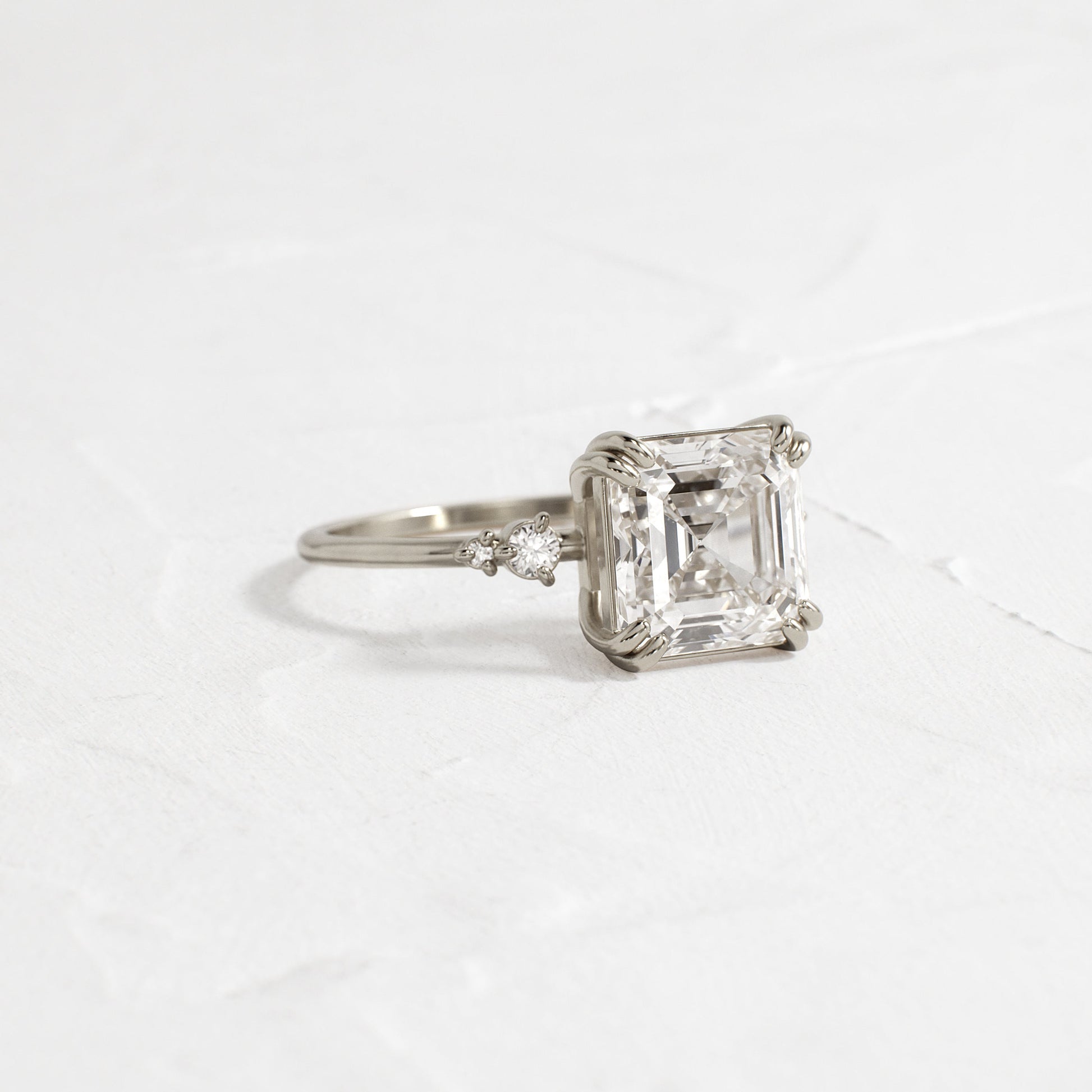 Cluster-Asscher Lab Grown Diamond Engagement Ring - Lifestyle