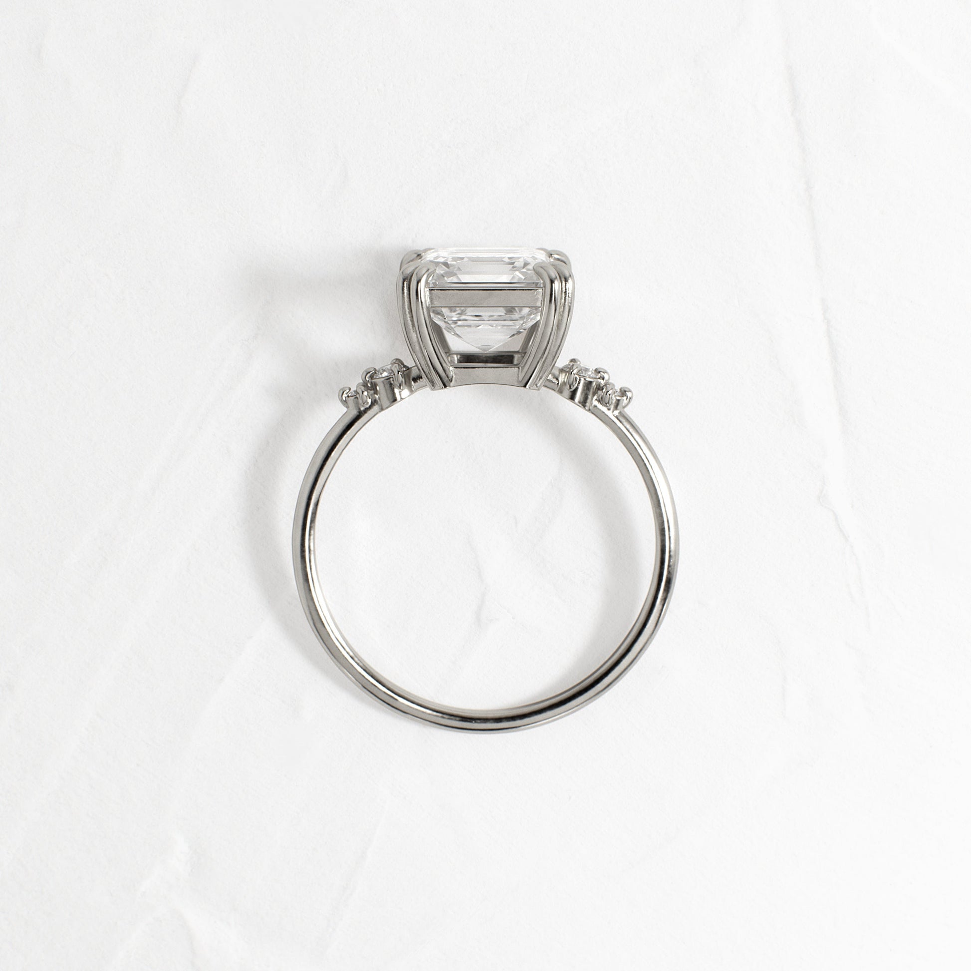 Cluster-Asscher Lab Grown Diamond Engagement Ring - Side view