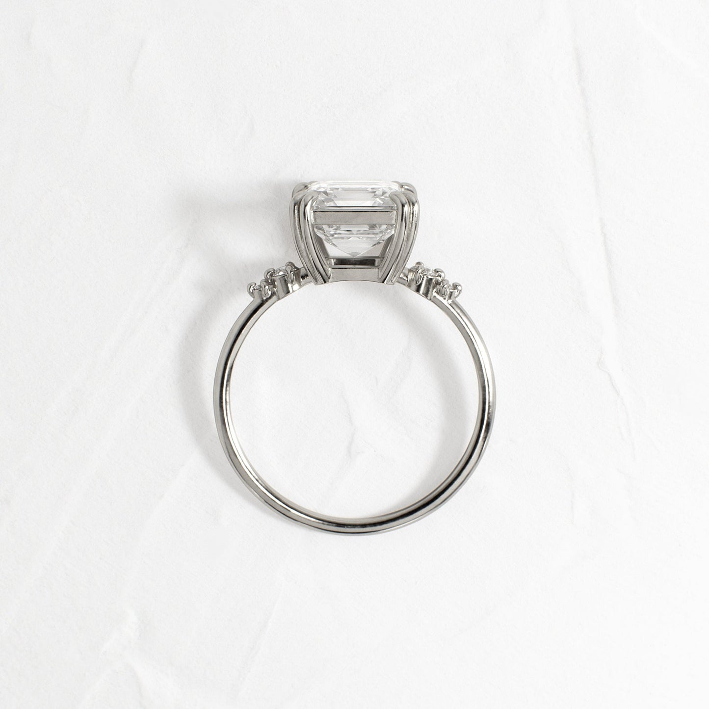 Cluster-Asscher Lab Grown Diamond Engagement Ring - Side view