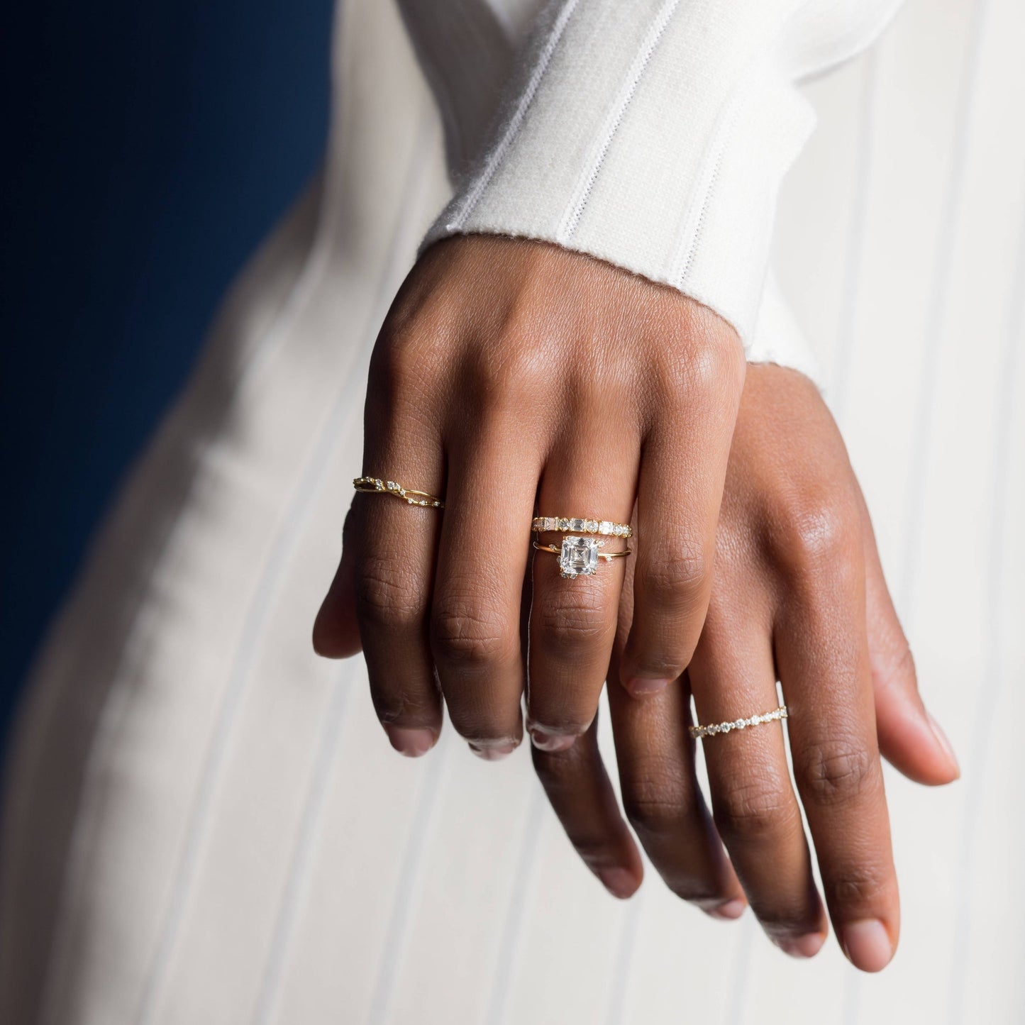 Cluster-Asscher Lab Grown Diamond Engagement Ring - Back view