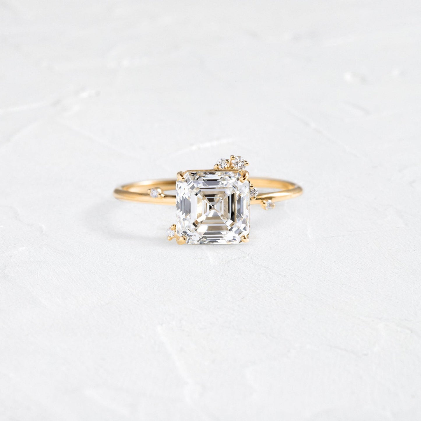 Cluster-Asscher Lab Grown Diamond Engagement Ring - Front view