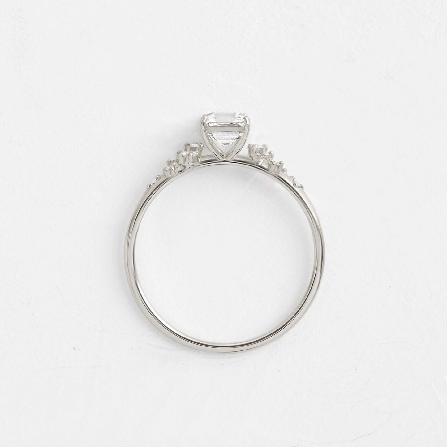 Cluster-Asscher Lab Grown Diamond Engagement Ring - Back view