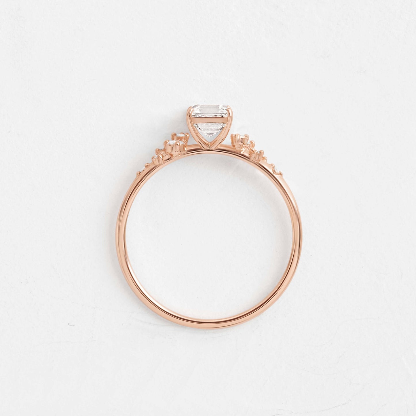 Cluster-Asscher Lab Grown Diamond Engagement Ring - Detail view