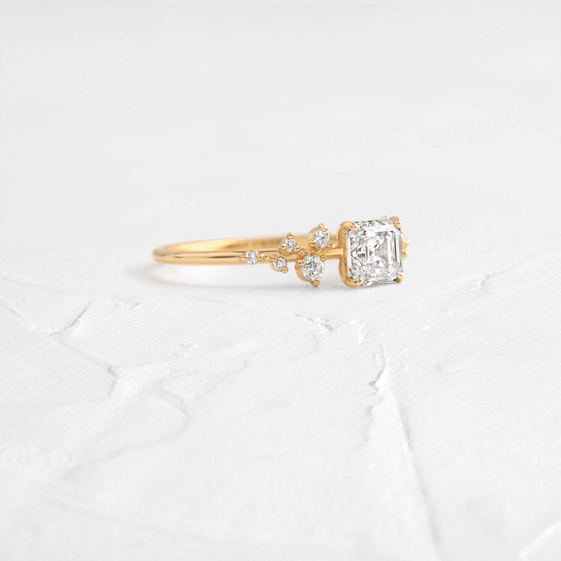 Cluster-Asscher Lab Grown Diamond Engagement Ring - Front view
