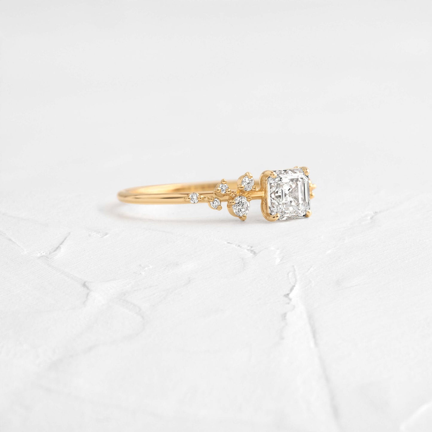Cluster-Asscher Lab Grown Diamond Engagement Ring - Front view