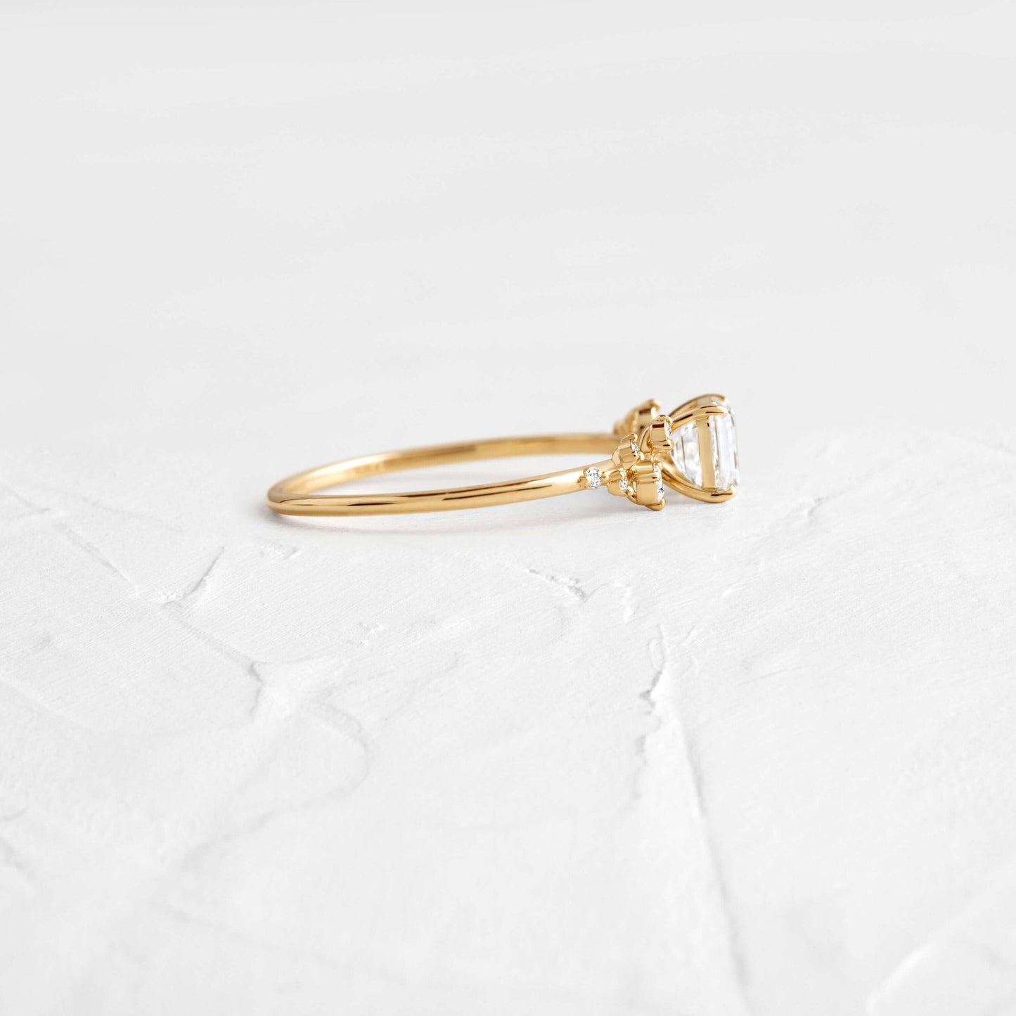 Cluster-Asscher Lab Grown Diamond Engagement Ring - Side view