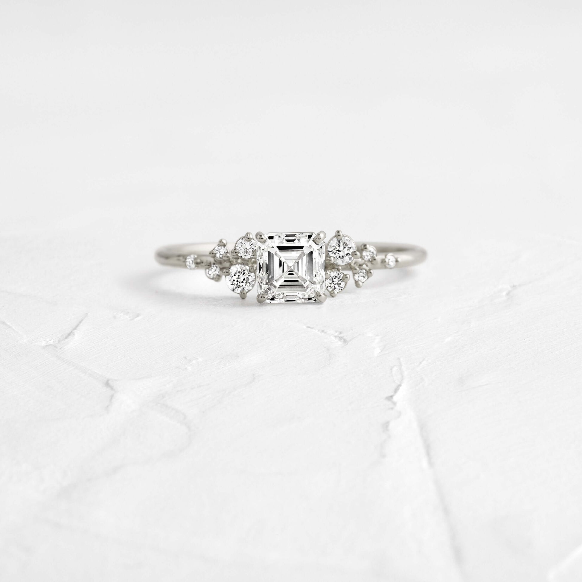 Cluster-Asscher Lab Grown Diamond Engagement Ring - Lifestyle