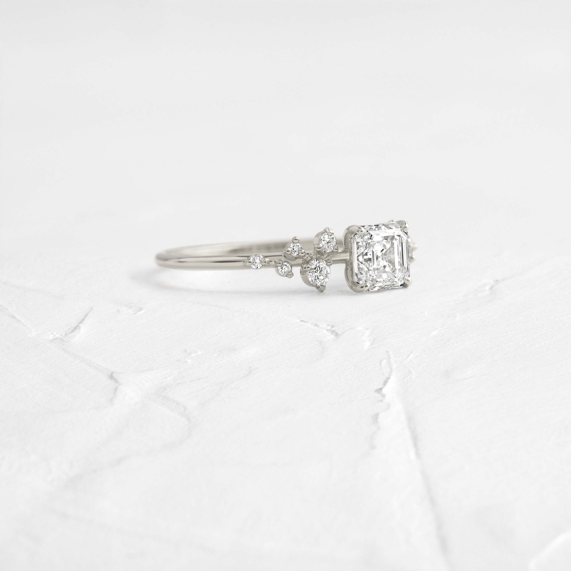 Cluster-Asscher Lab Grown Diamond Engagement Ring - Front view