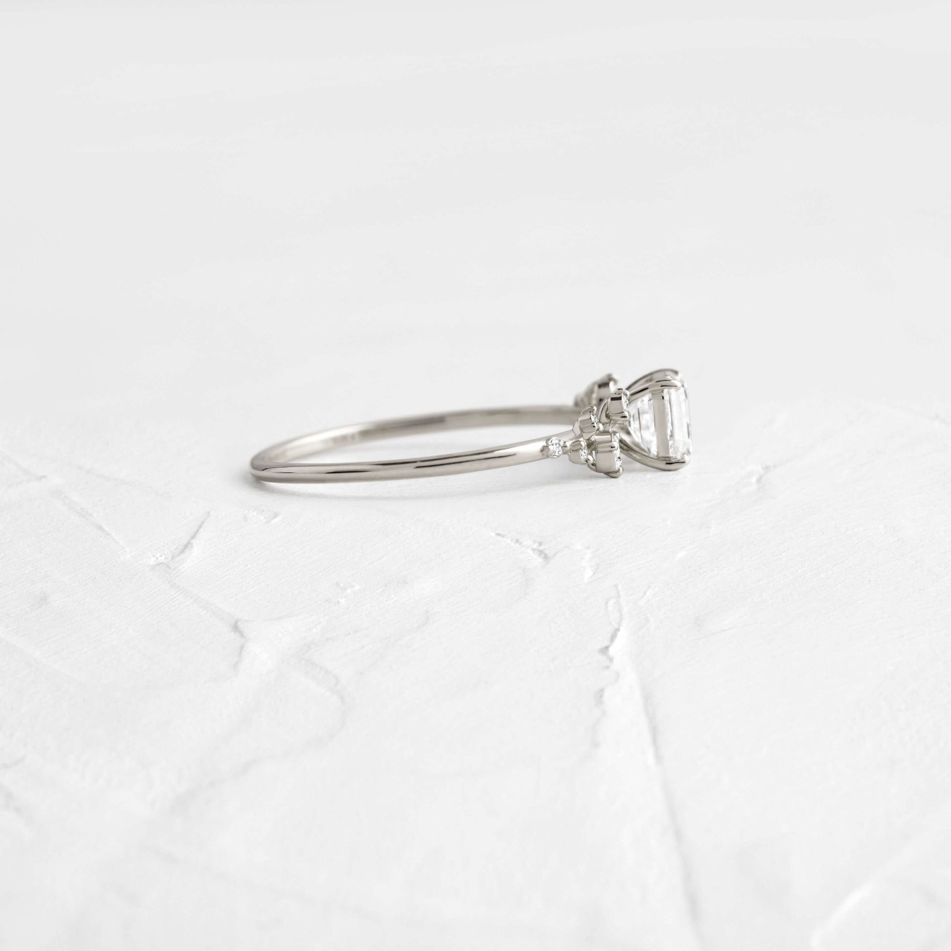 Cluster-Asscher Lab Grown Diamond Engagement Ring - Side view