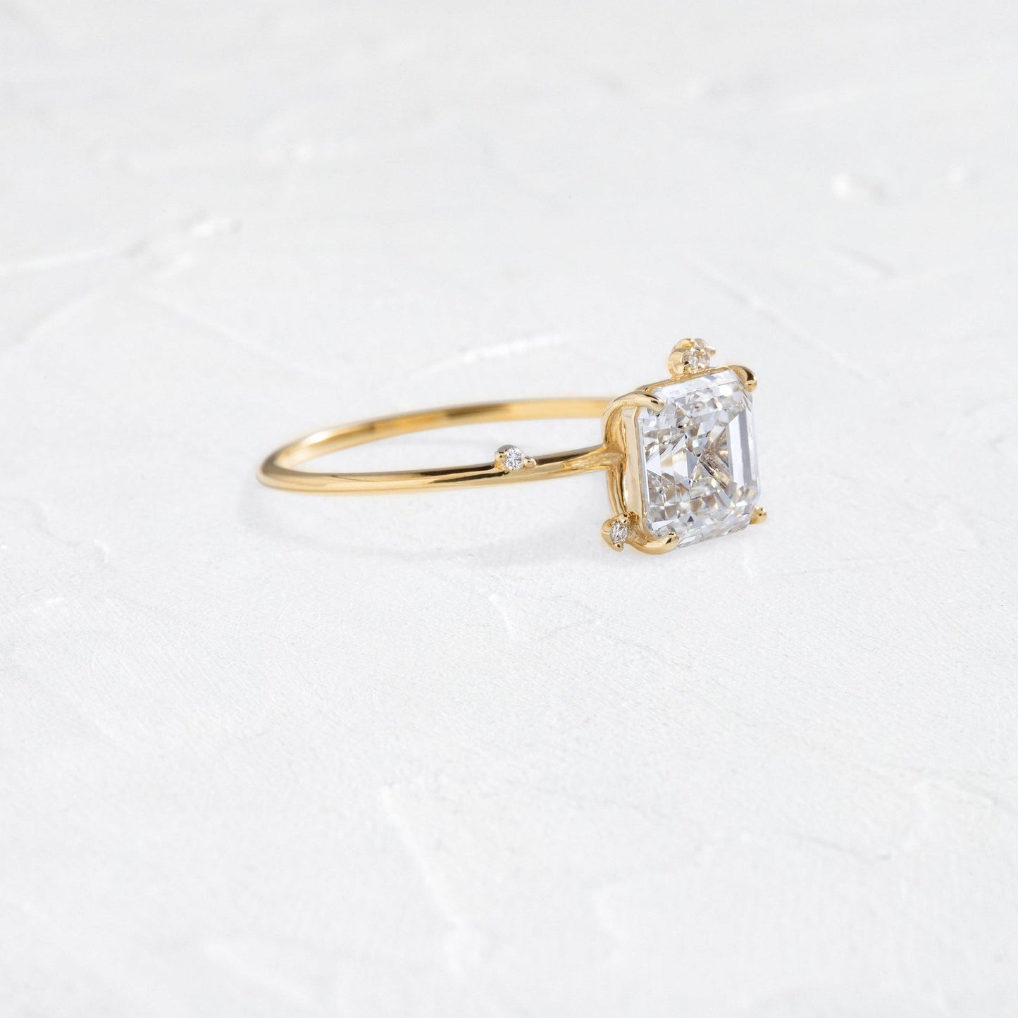 Cluster-Asscher Lab Grown Diamond Engagement Ring - Front view