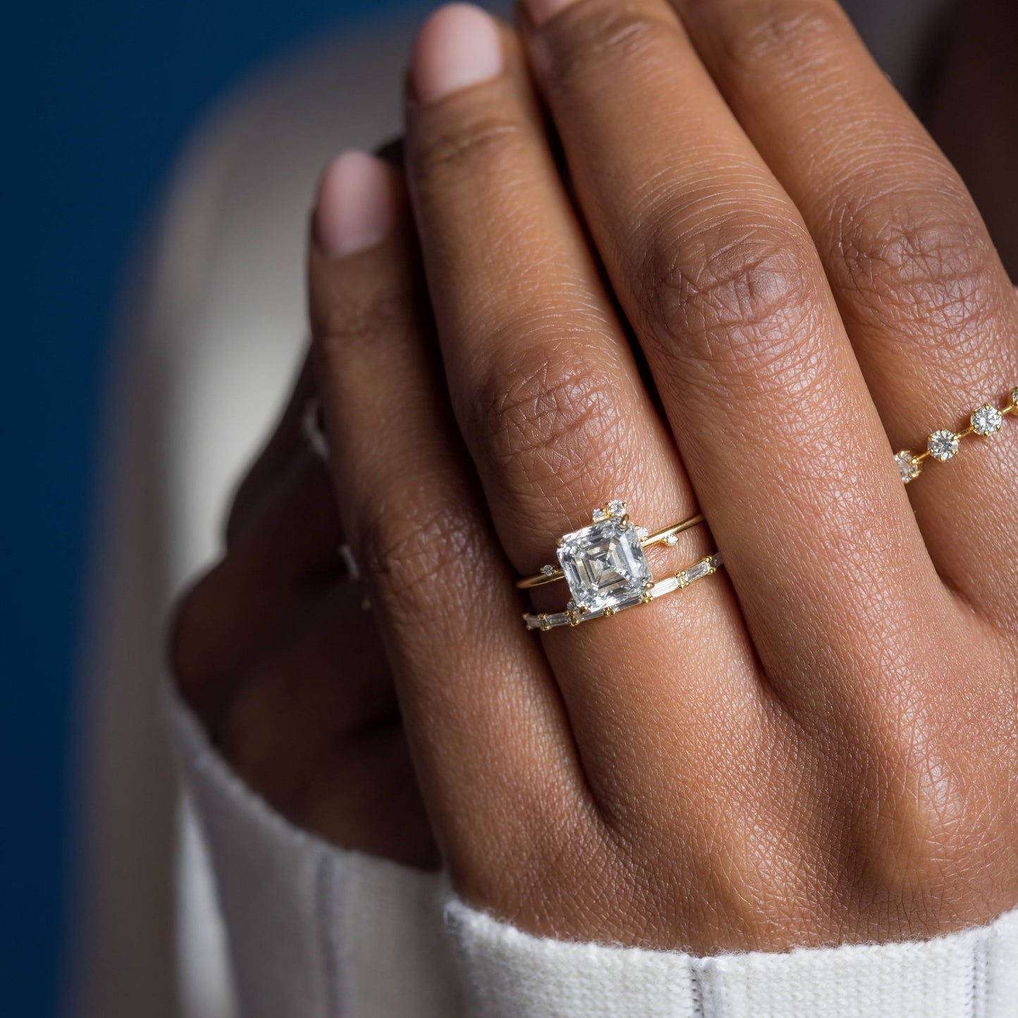 Cluster-Asscher Lab Grown Diamond Engagement Ring - Back view