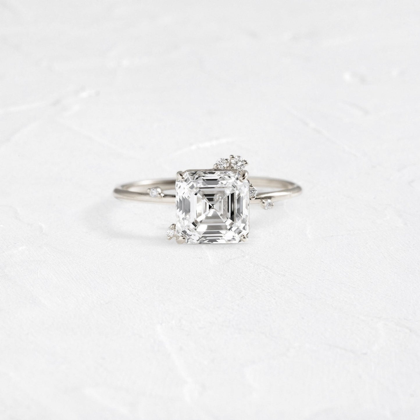 Cluster-Asscher Lab Grown Diamond Engagement Ring - Detail view