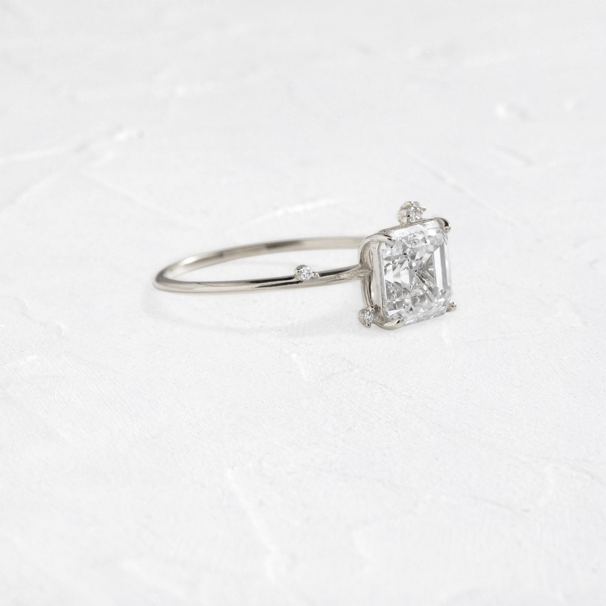 Cluster-Asscher Lab Grown Diamond Engagement Ring - On model