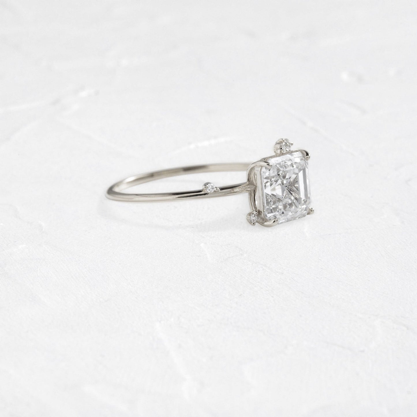 Cluster-Asscher Lab Grown Diamond Engagement Ring - On model