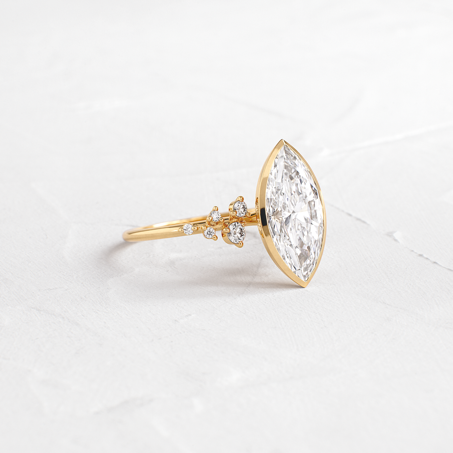 Cluster & Bezel-Marquise Lab Grown Diamond Engagement Ring - Front view