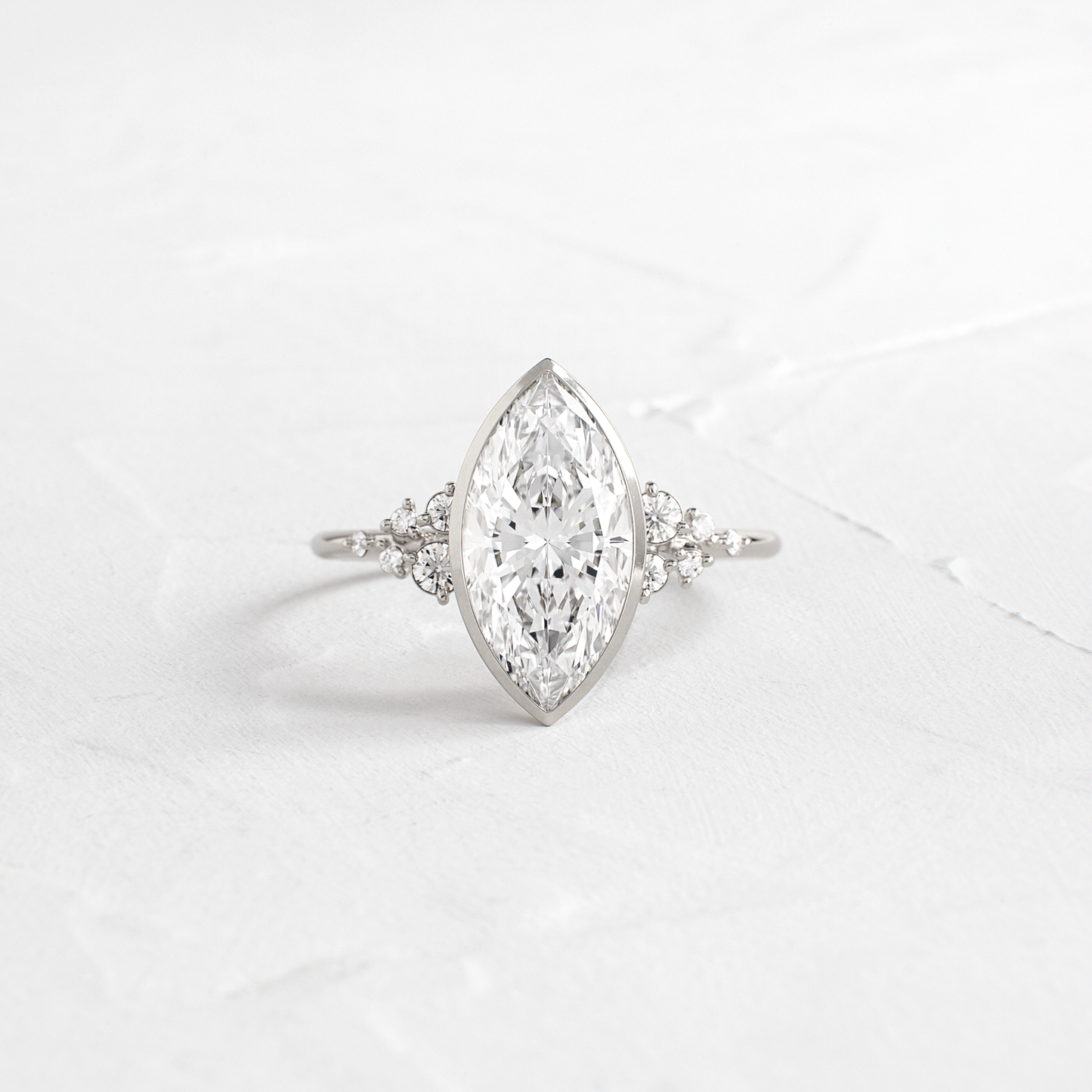 Cluster & Bezel-Marquise Lab Grown Diamond Engagement Ring - Detail view