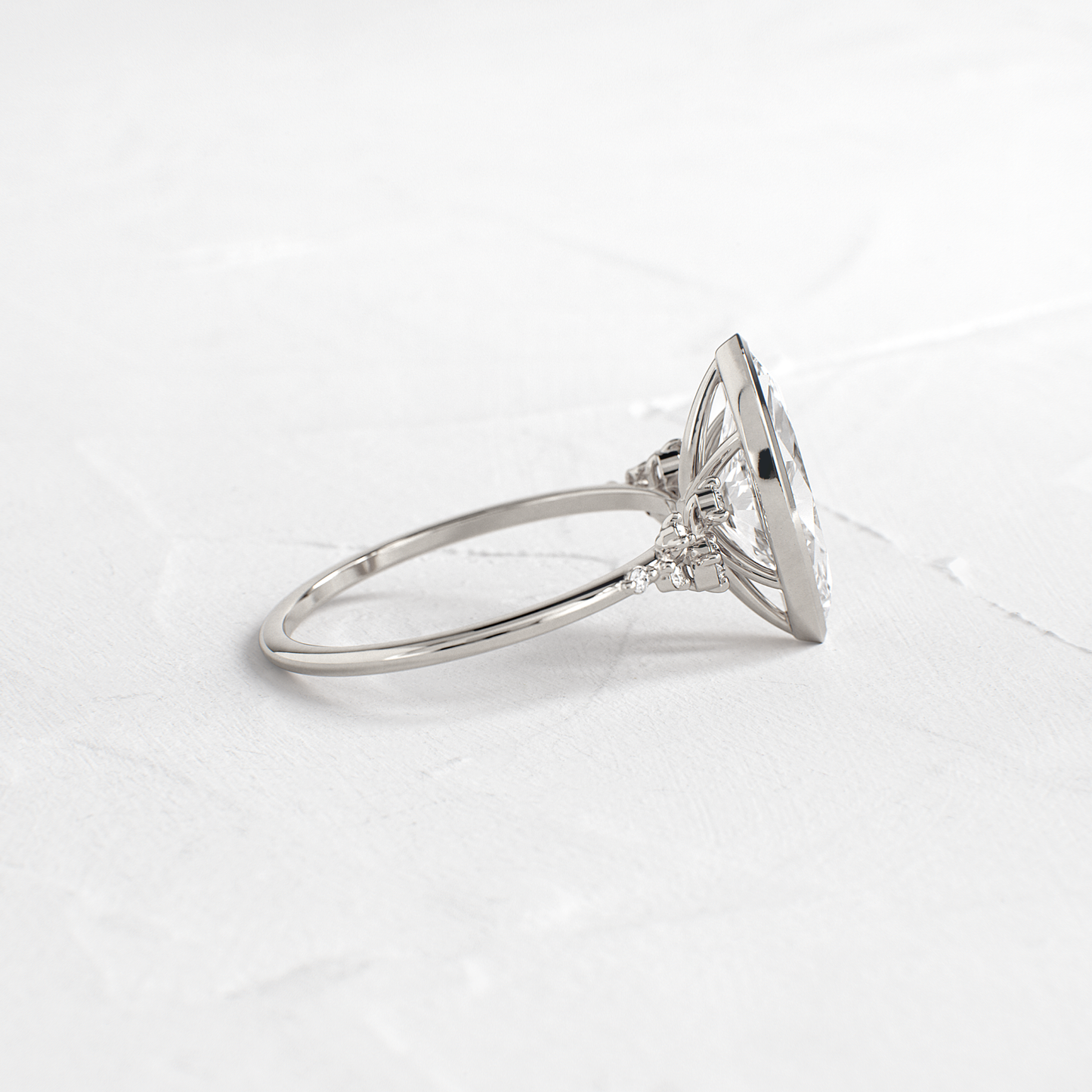Cluster & Bezel-Marquise Lab Grown Diamond Engagement Ring - Lifestyle