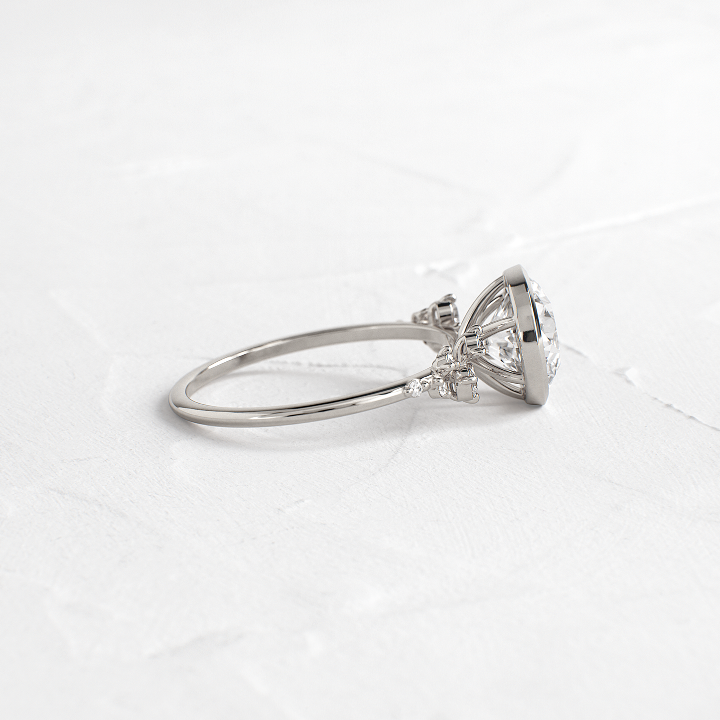 Cluster & Bezel-Round Lab Grown Diamond Engagement Ring - Lifestyle