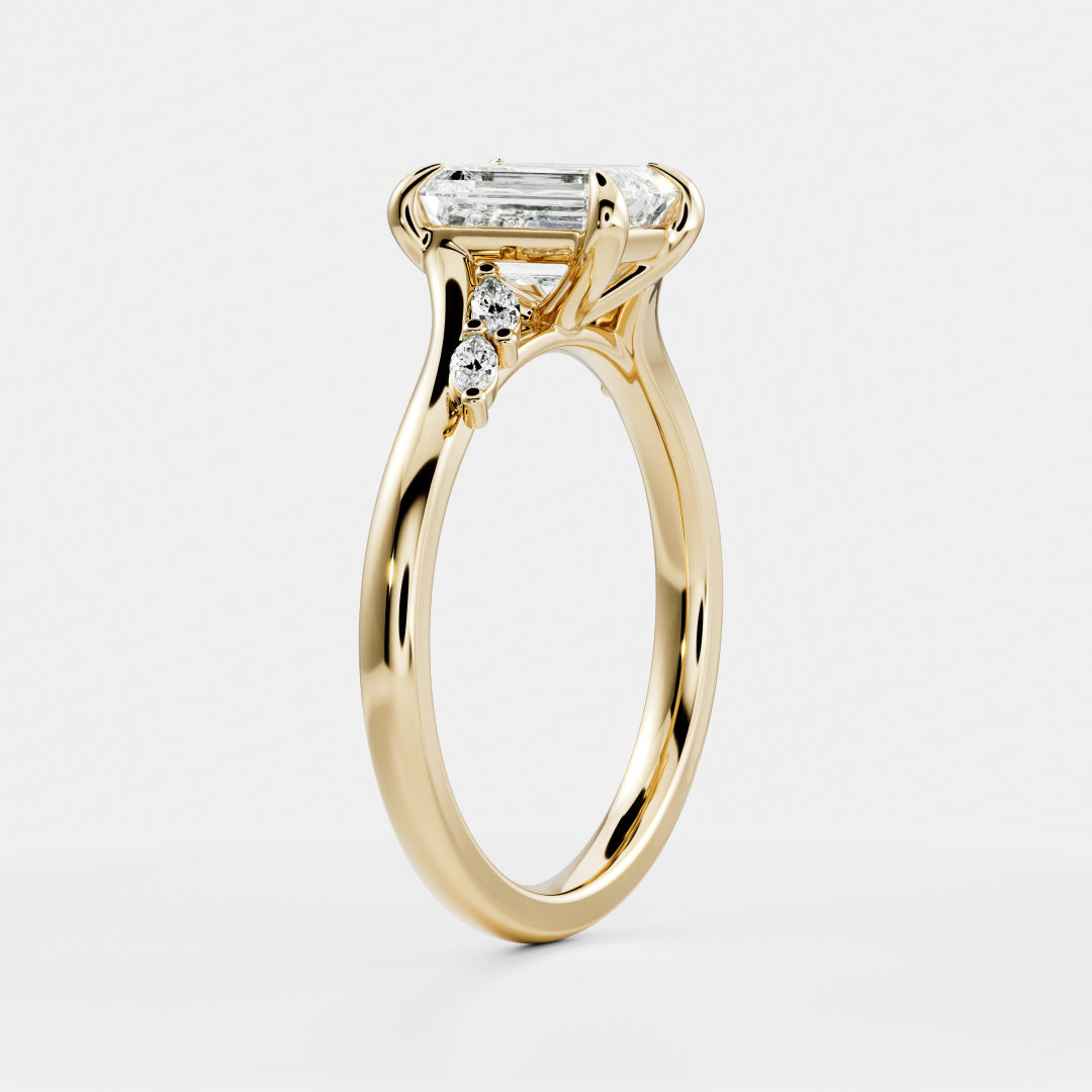 Cluster Cathedral- 1.0 CT Emerald Moissanite Engagement RingCluster Cathedral- 1.0 CT Emerald Moissanite Engagement Ring - Front view
