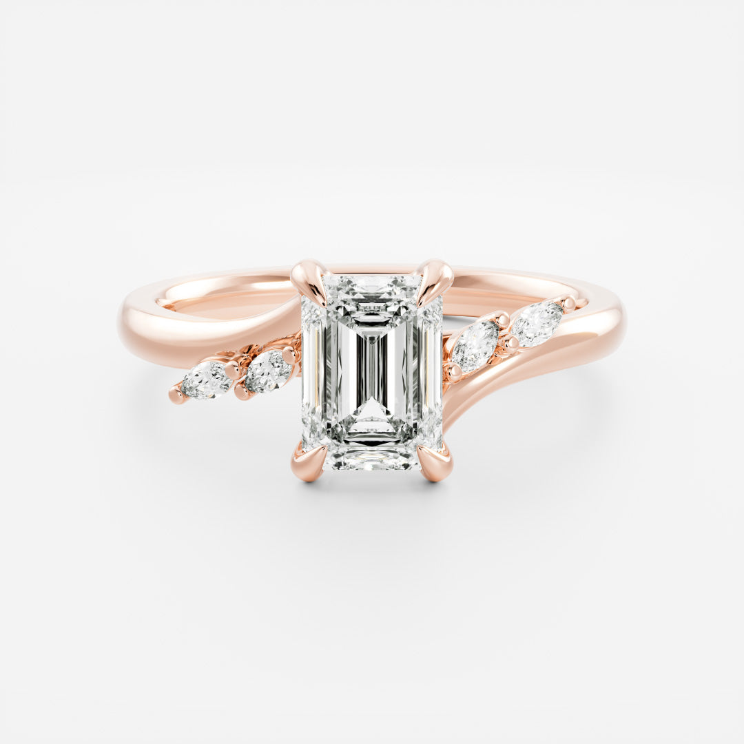 Cluster Cathedral- 1.0 CT Emerald Moissanite Engagement RingCluster Cathedral- 1.0 CT Emerald Moissanite Engagement Ring - On model