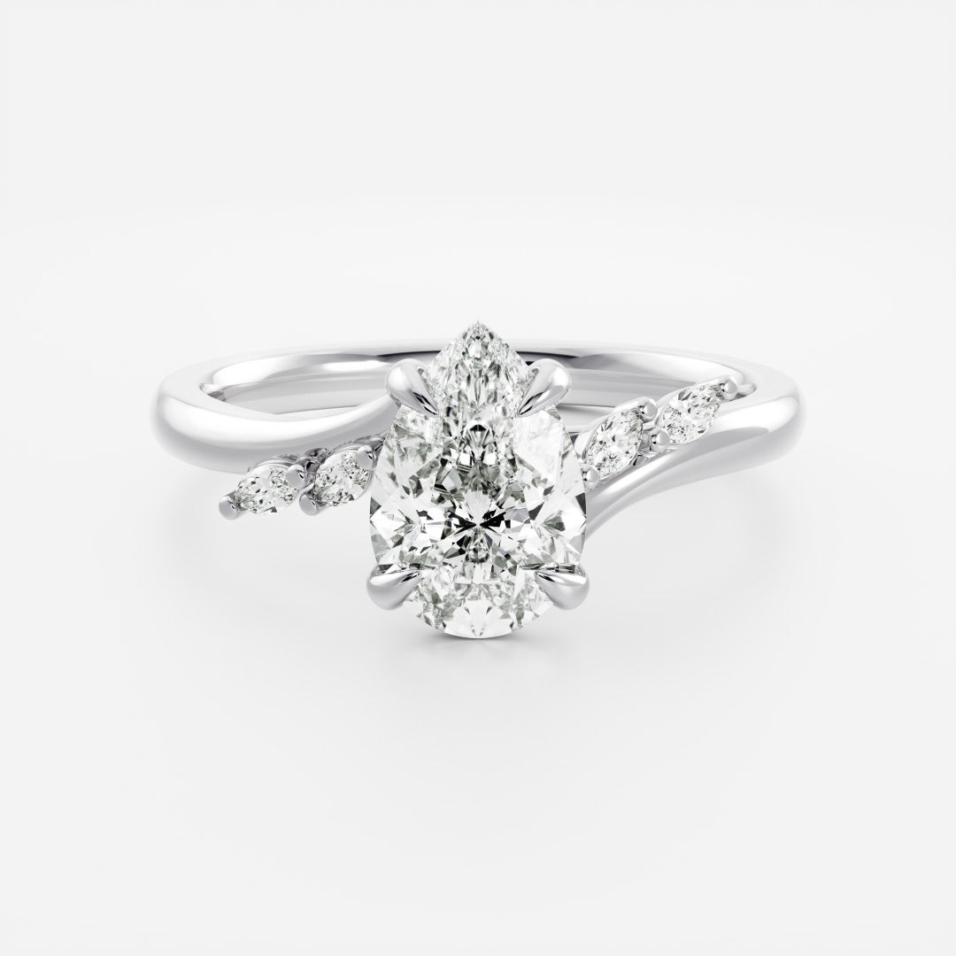 Cluster Cathedral- 2.0 CT Pear Moissanite Engagement RingCluster Cathedral- 2.0 CT Pear Moissanite Engagement Ring - Back view
