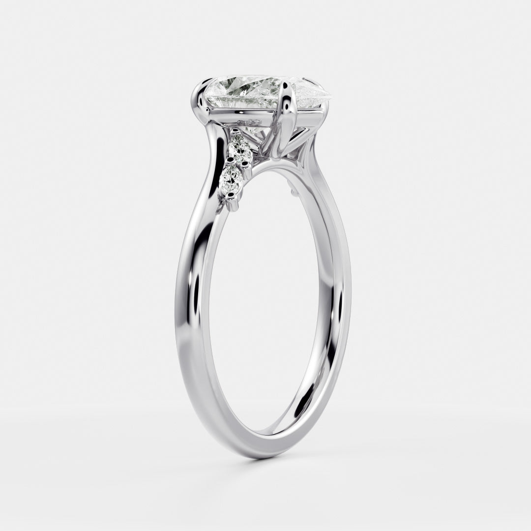 Cluster Cathedral- 2.0 CT Pear Moissanite Engagement RingCluster Cathedral- 2.0 CT Pear Moissanite Engagement Ring - Detail view