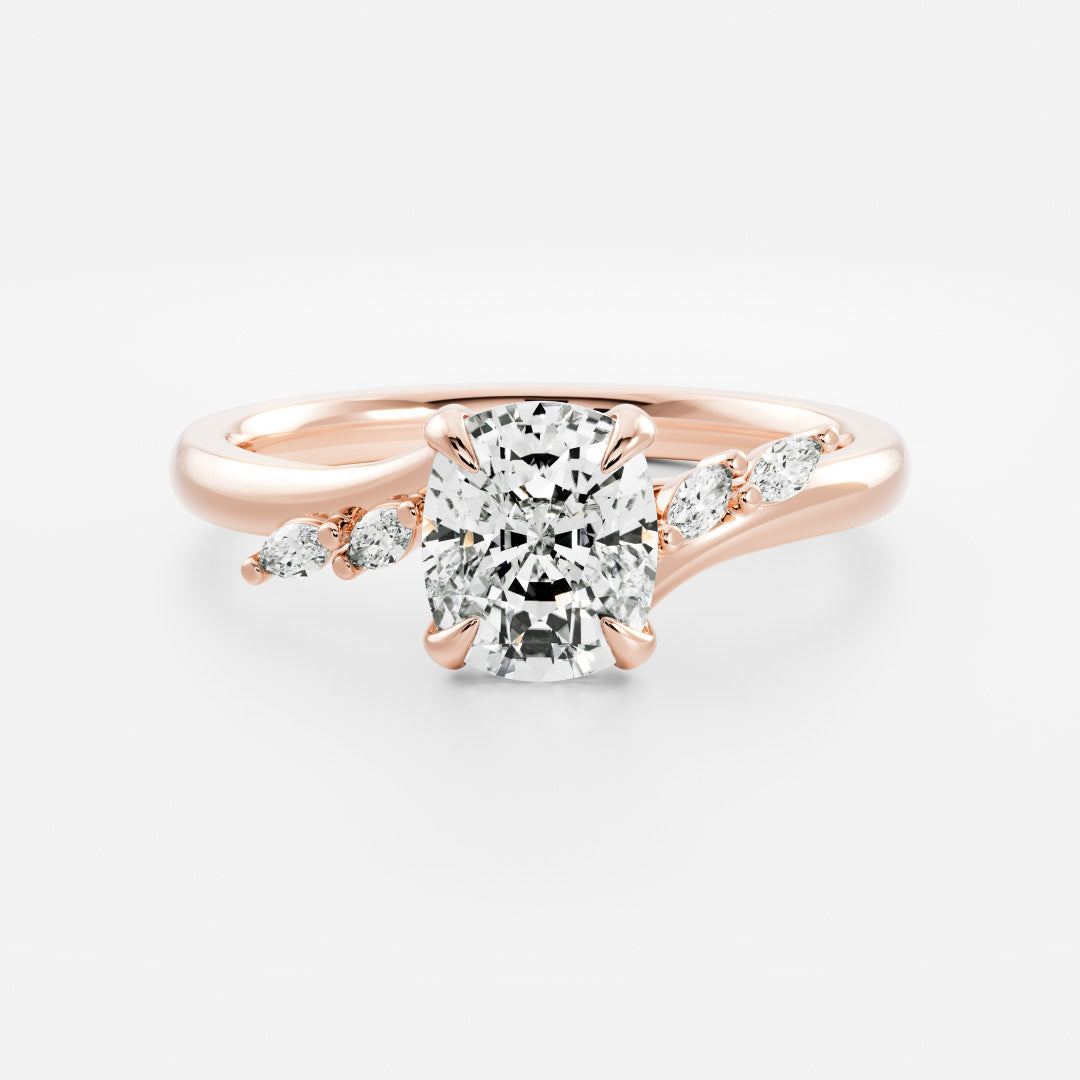 Cluster & Cathedral-Elongated Cushion Lab Grown Diamond Engagement Ring - Lifestyle