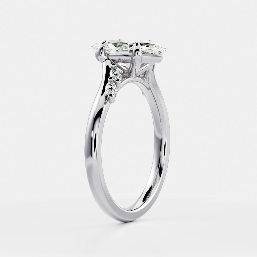 Cluster & Cathedral-Marquise Lab Grown Diamond Engagement Ring - Back view
