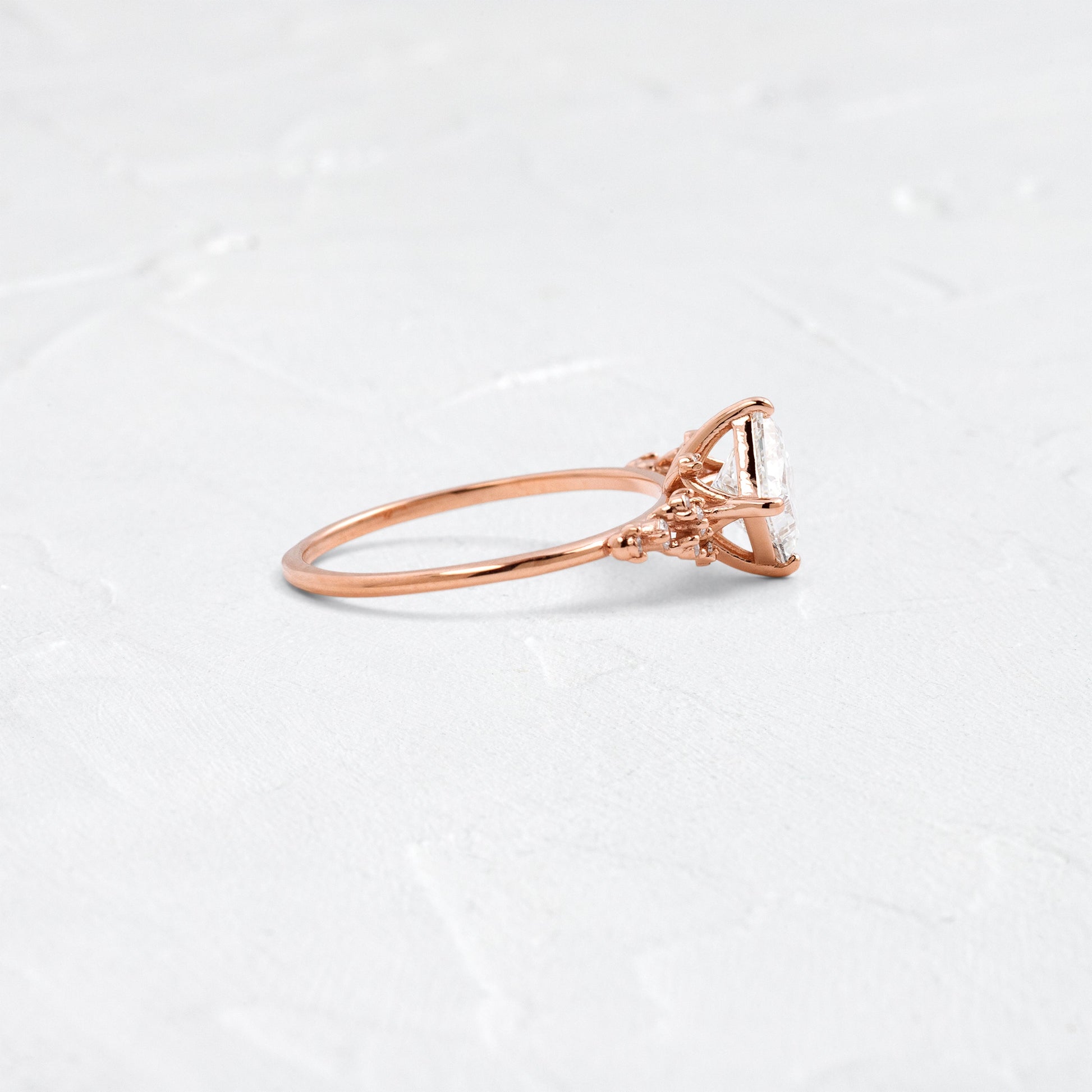 Cluster & Compass Set-Princess Lab Grown Diamond Engagement Ring - Side view