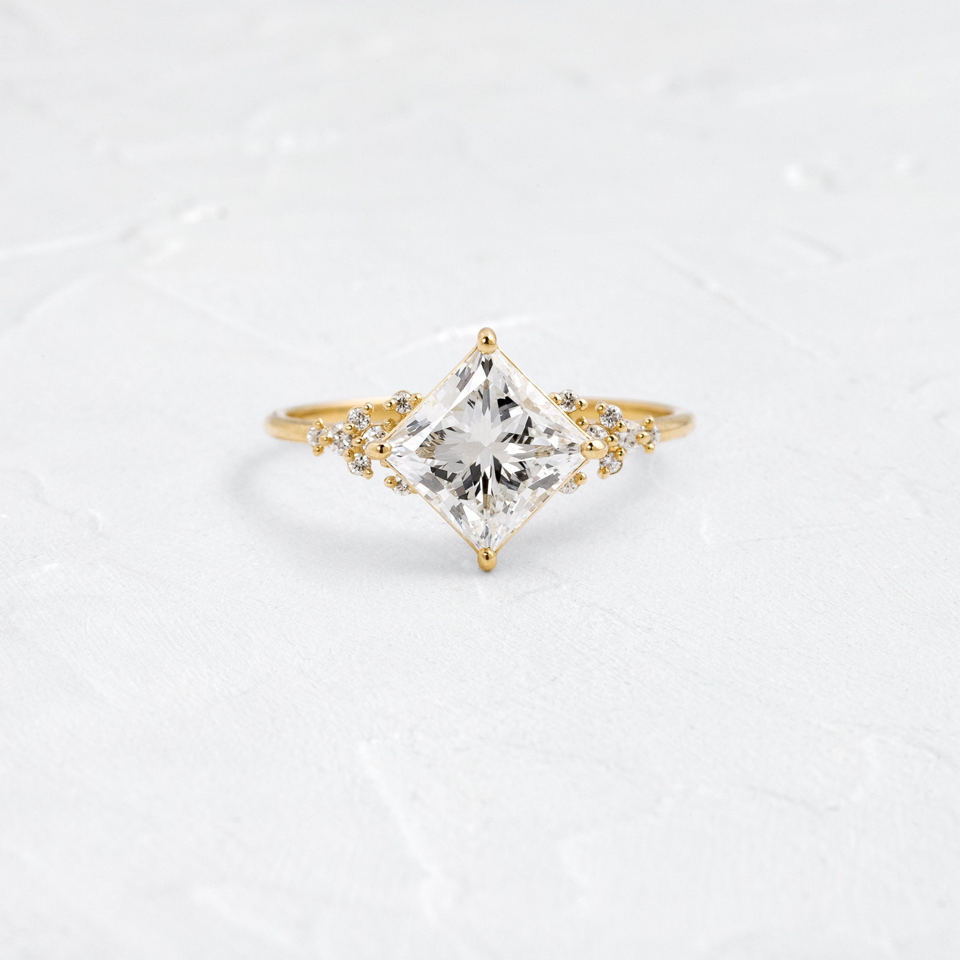 Cluster & Compass Style-Princess Lab Grown Diamond Engagement Ring - Front view
